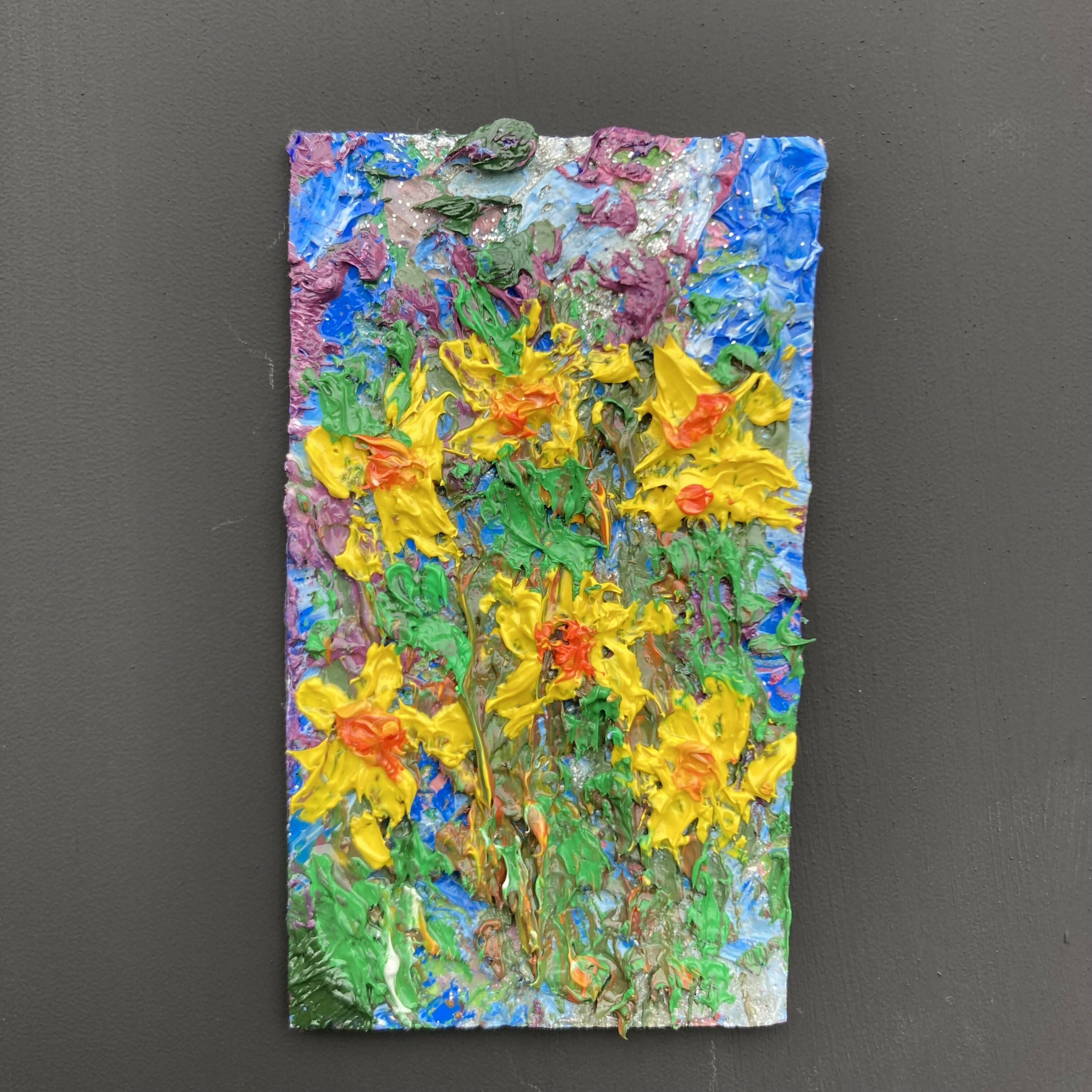 Daffodils Mini Oil Painted Canvas Fridge Magnet