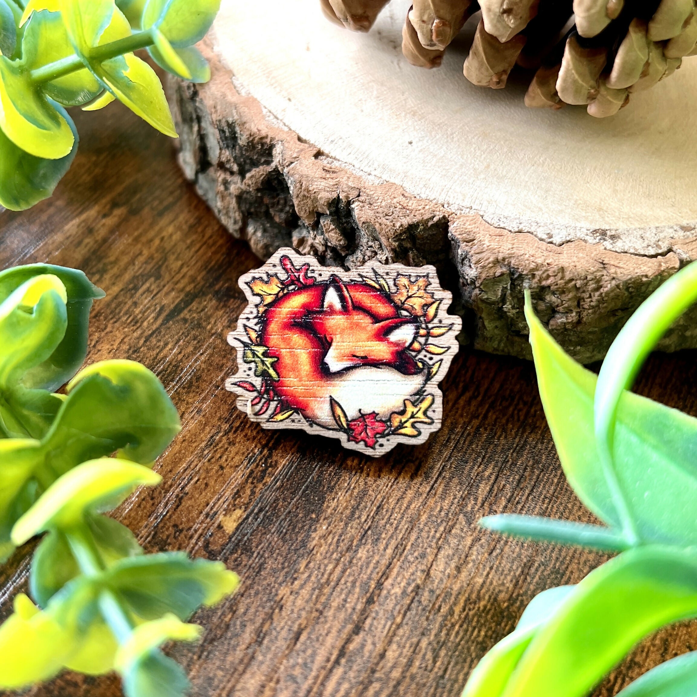 Sleeping Fox Wooden Pin | Adorable Autumn | Art & Soul