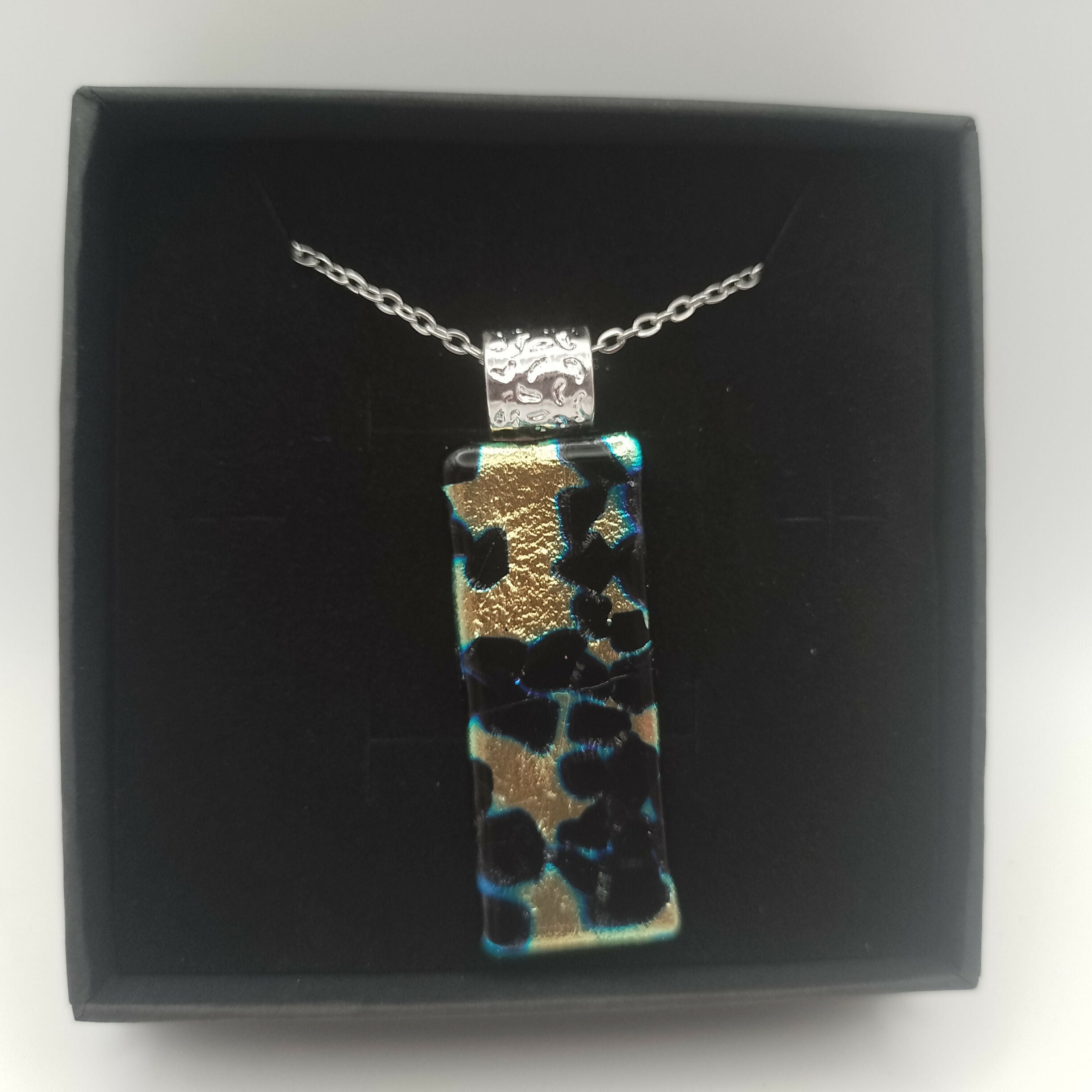 Gold and Black Pattern Dichroic Glass