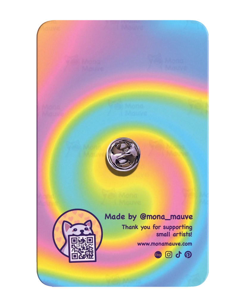 Wooden Pin Badge - Pride Cat