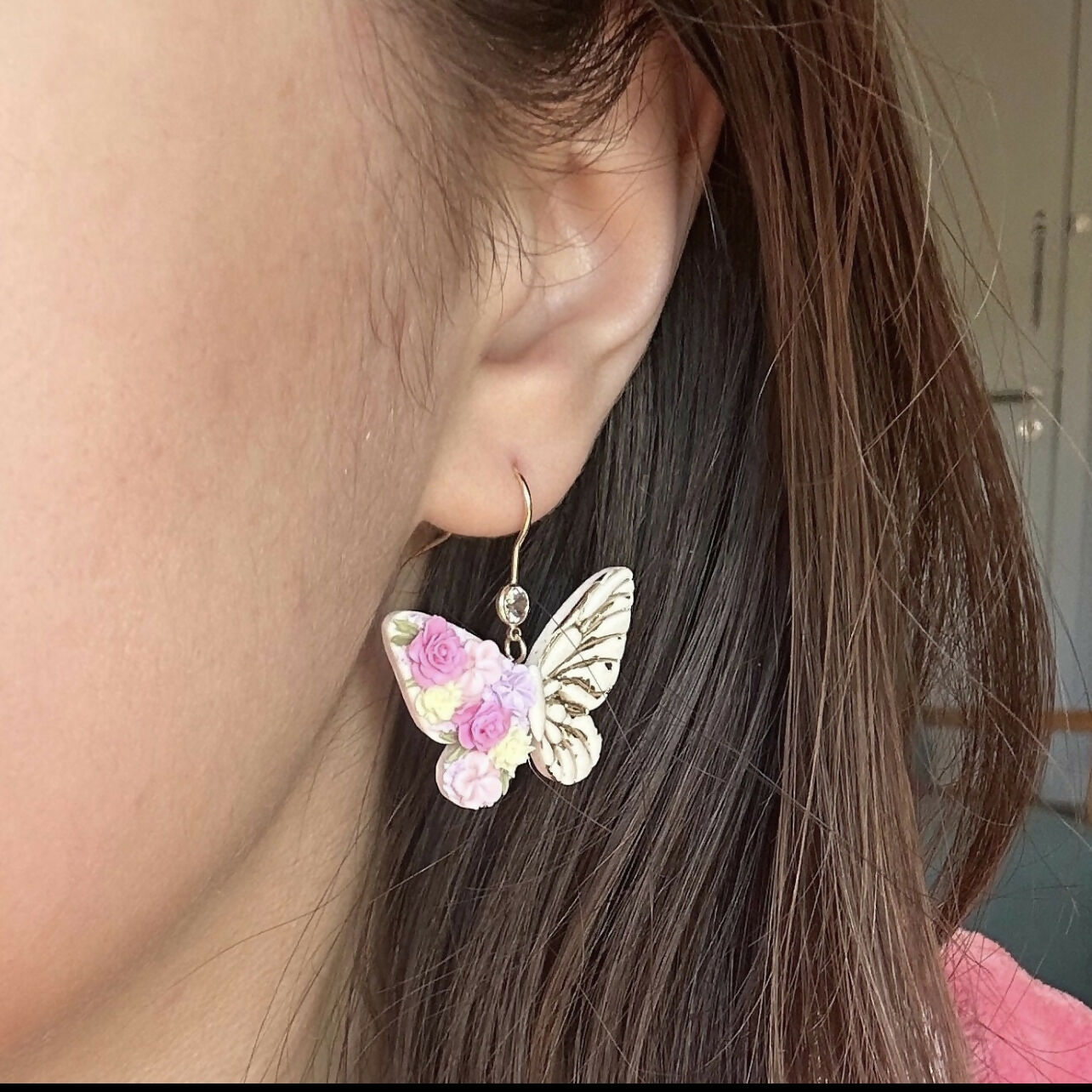 Floral Butterfly Drop Earrings