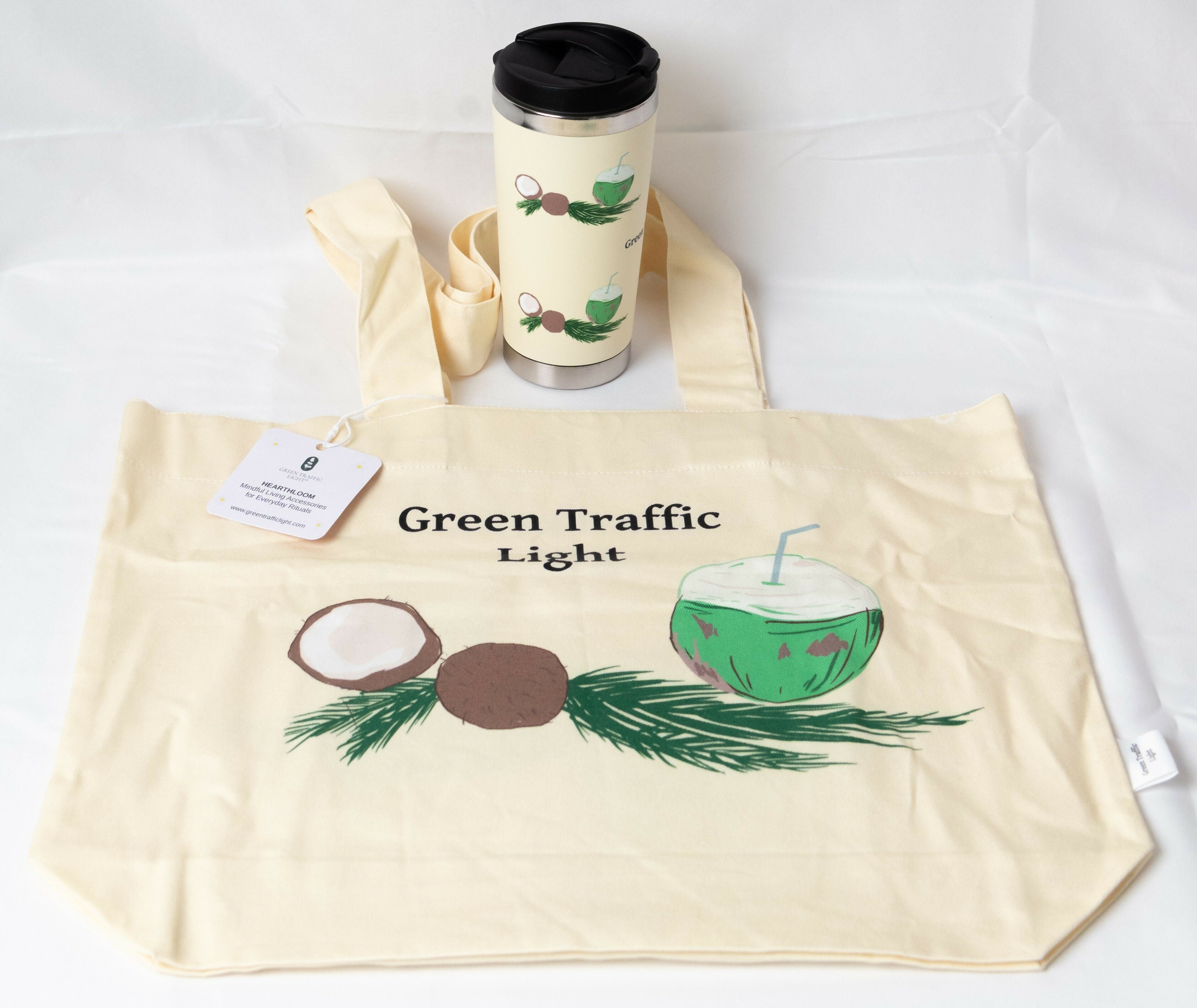 Tote Bag + Travel Mug Set Coconut Design By HEARTHLOOM