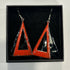 Black And Red Enamel Triangle Earrings