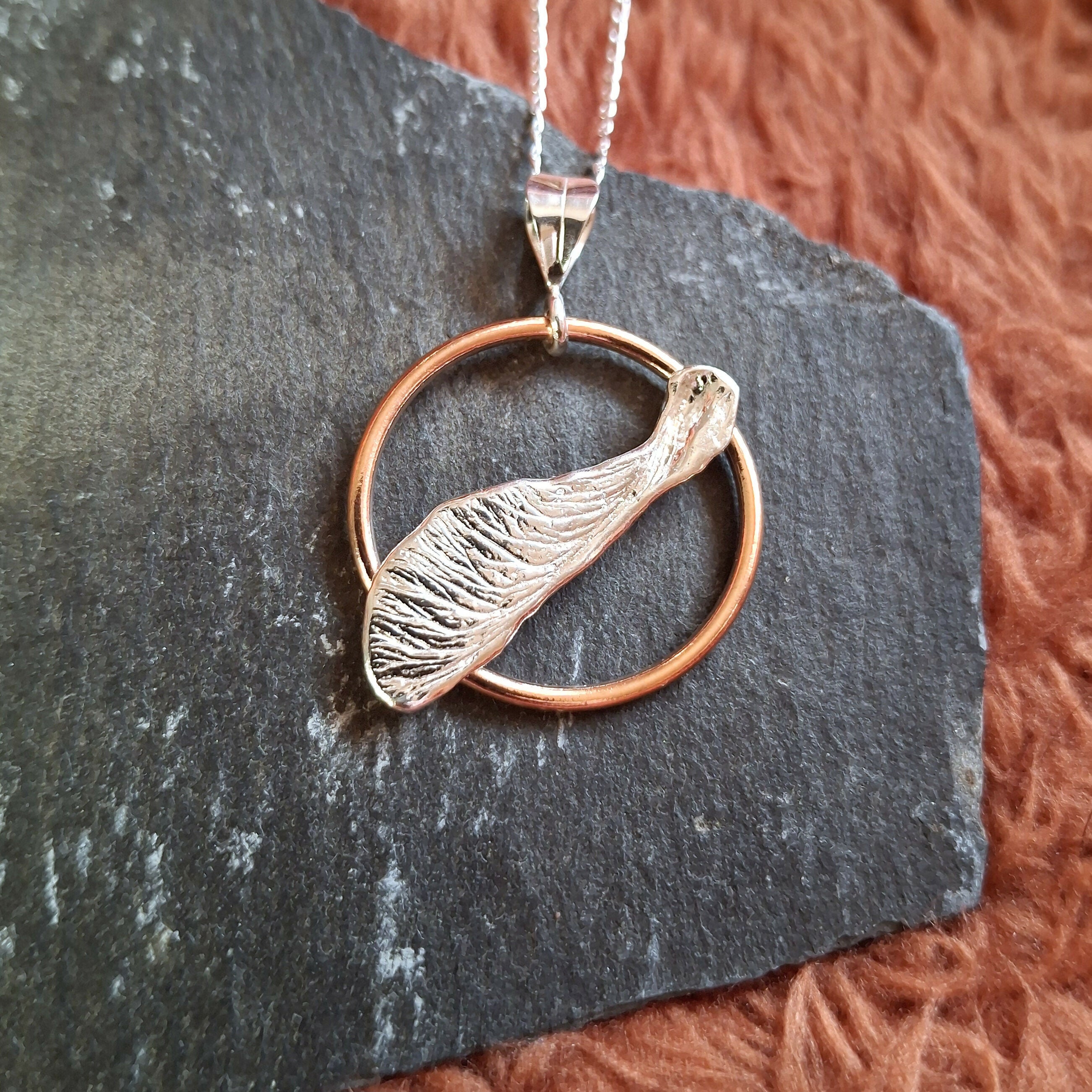 Handmade Real Helicopter Seed Silver Copper Necklace