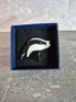 Handcrafted, Black And White, Badgers Head Pin