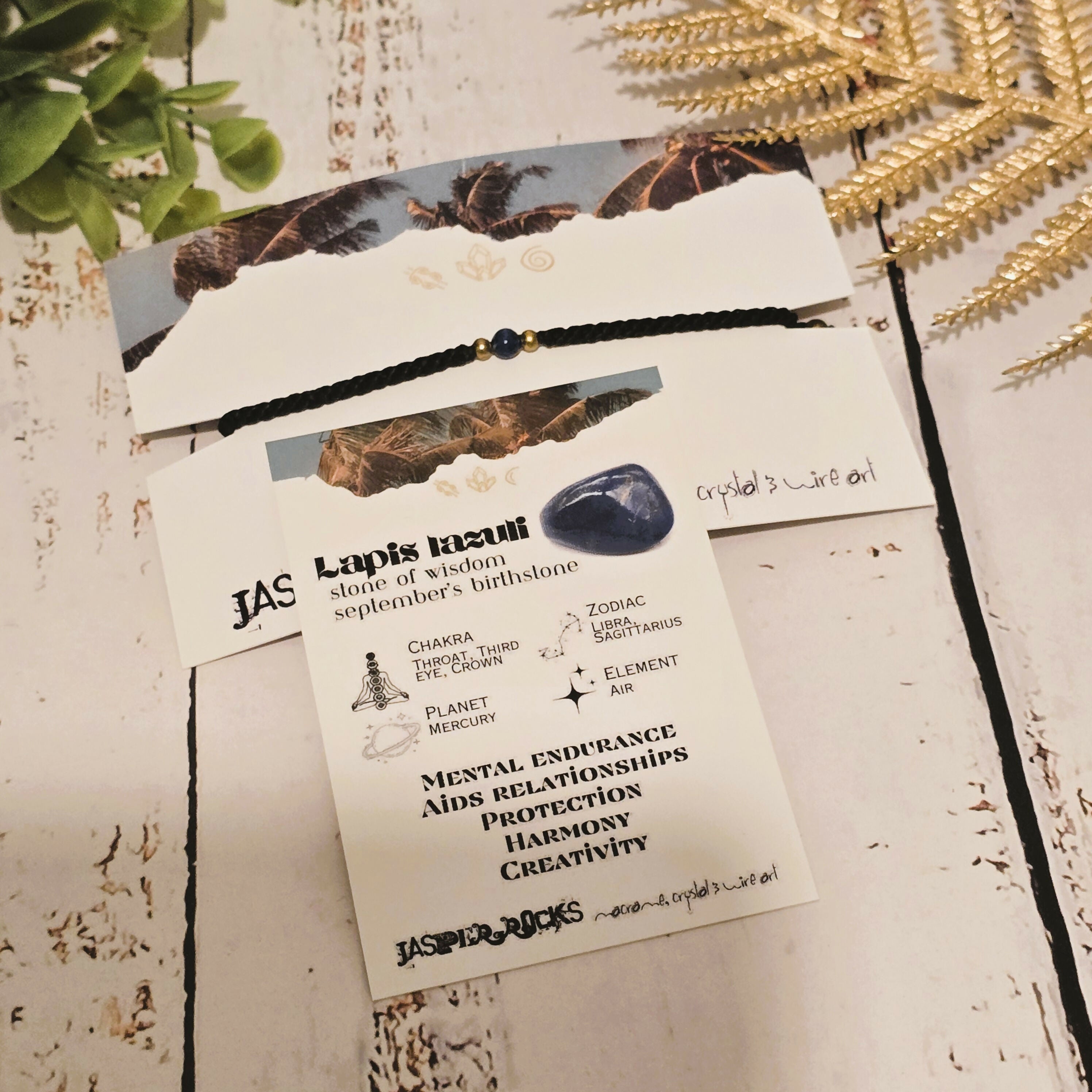 Lapis Lazui Birthstone Bracelet; Single Crystal Macrame Adjustible September Gift Bracelet