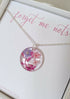 Real Flower Pink Necklace Silver Plated