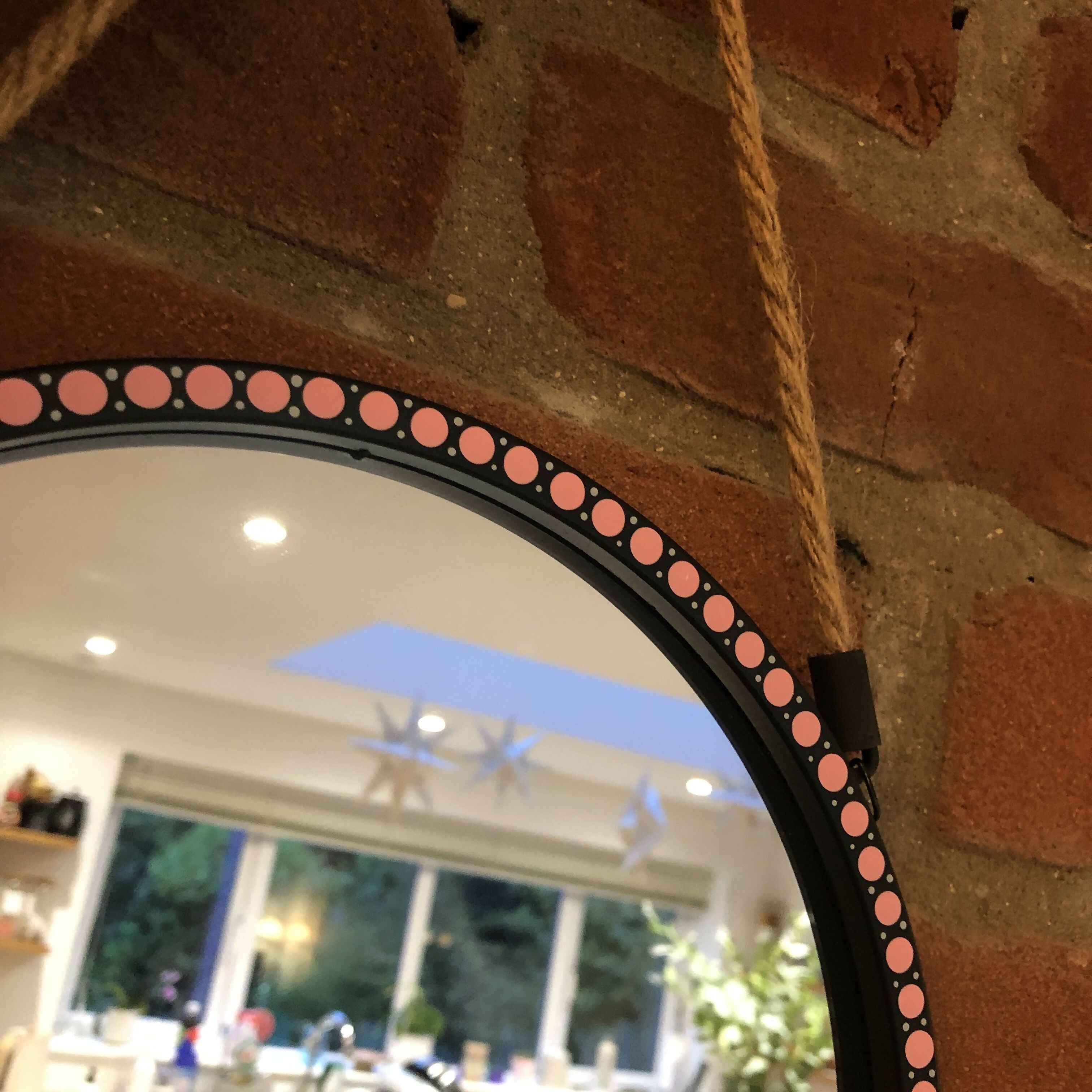 Hand painted, light weight black mirror with rope detailing- various