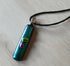 Fused Dichroic Glass Rectangular Pendant With a Cord Necklace (Green with Decorative Beads)