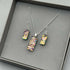 Pink & Orange Raindrop Dichroic Glass Necklace and Earrings Set - Sterling Silver, Handmade by Jade Tapson Glass