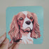 King Charles Spaniel Brown and White V1 Green Dog Coaster