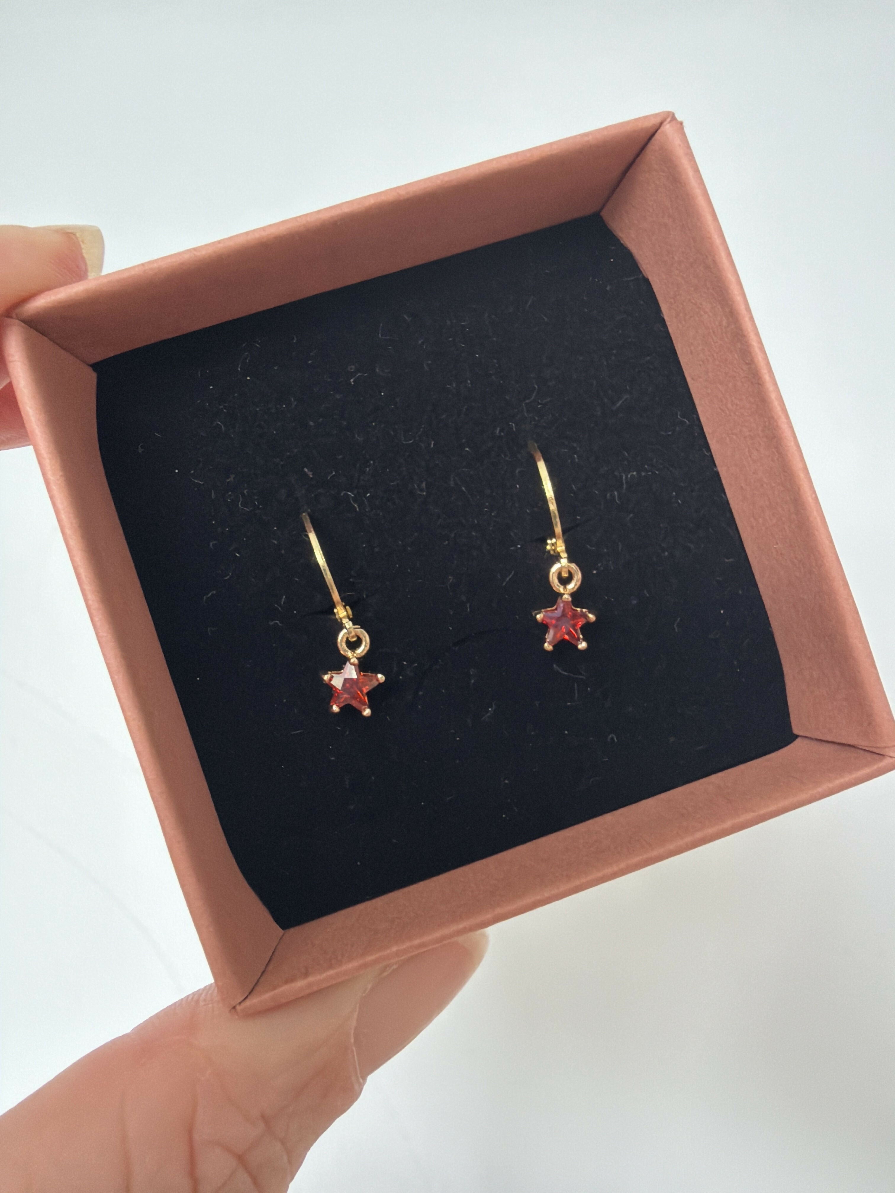 Dainty Star Huggie Hoops Amber
