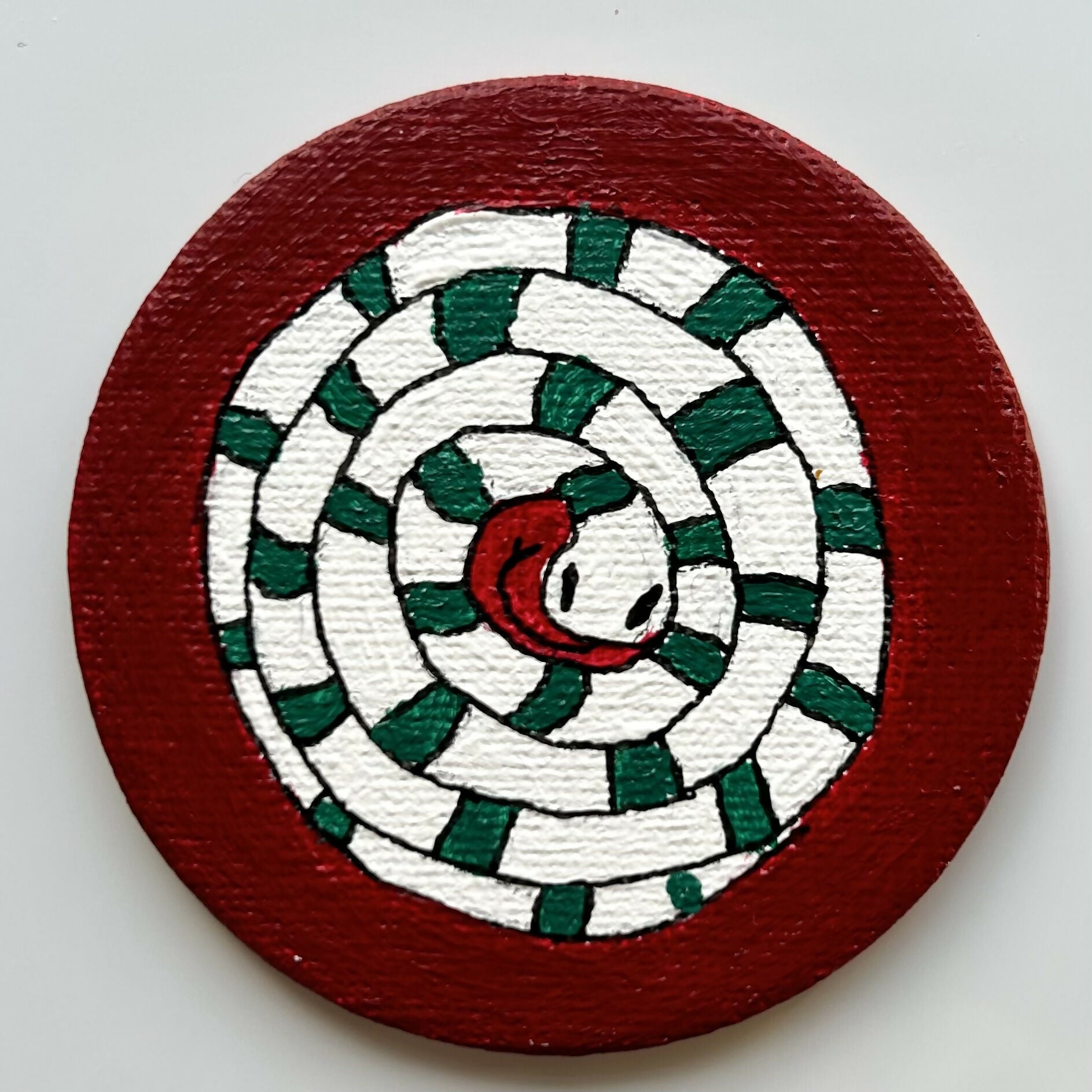 Candy Cane Snake Magnets Original Artwork