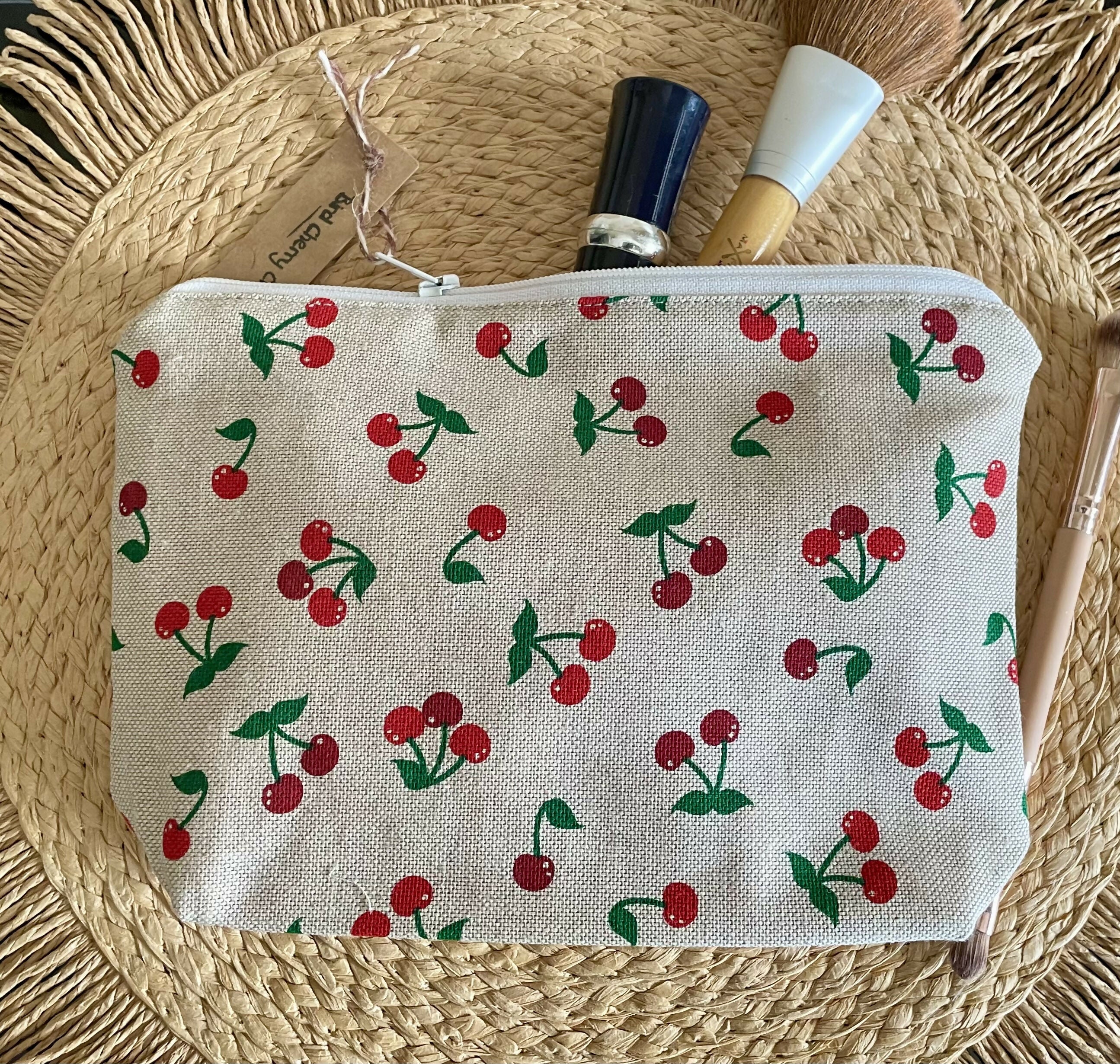Cherry Print Cosmetics Bag/ Pencil Case