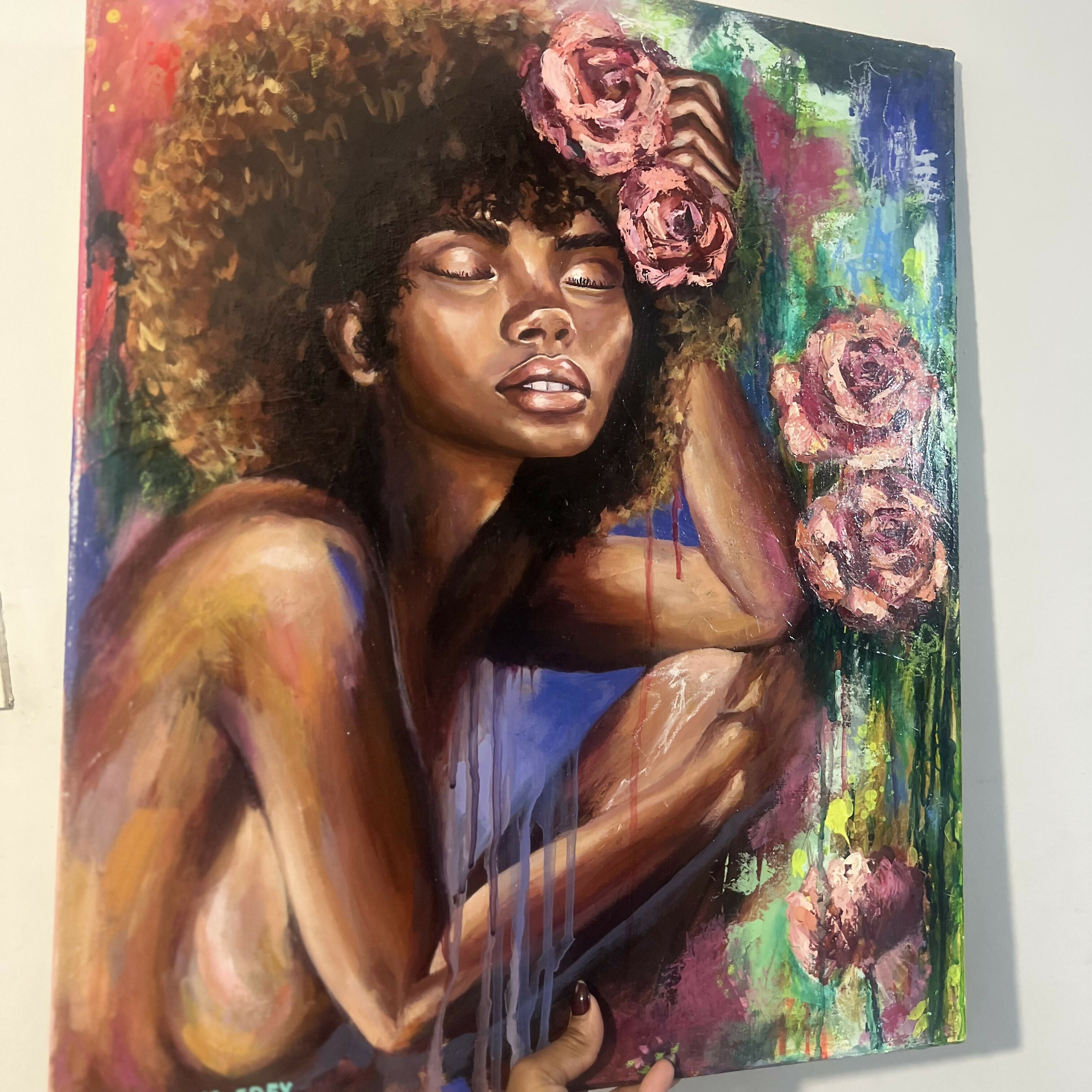 Original Oil Painting Basking in Bloom