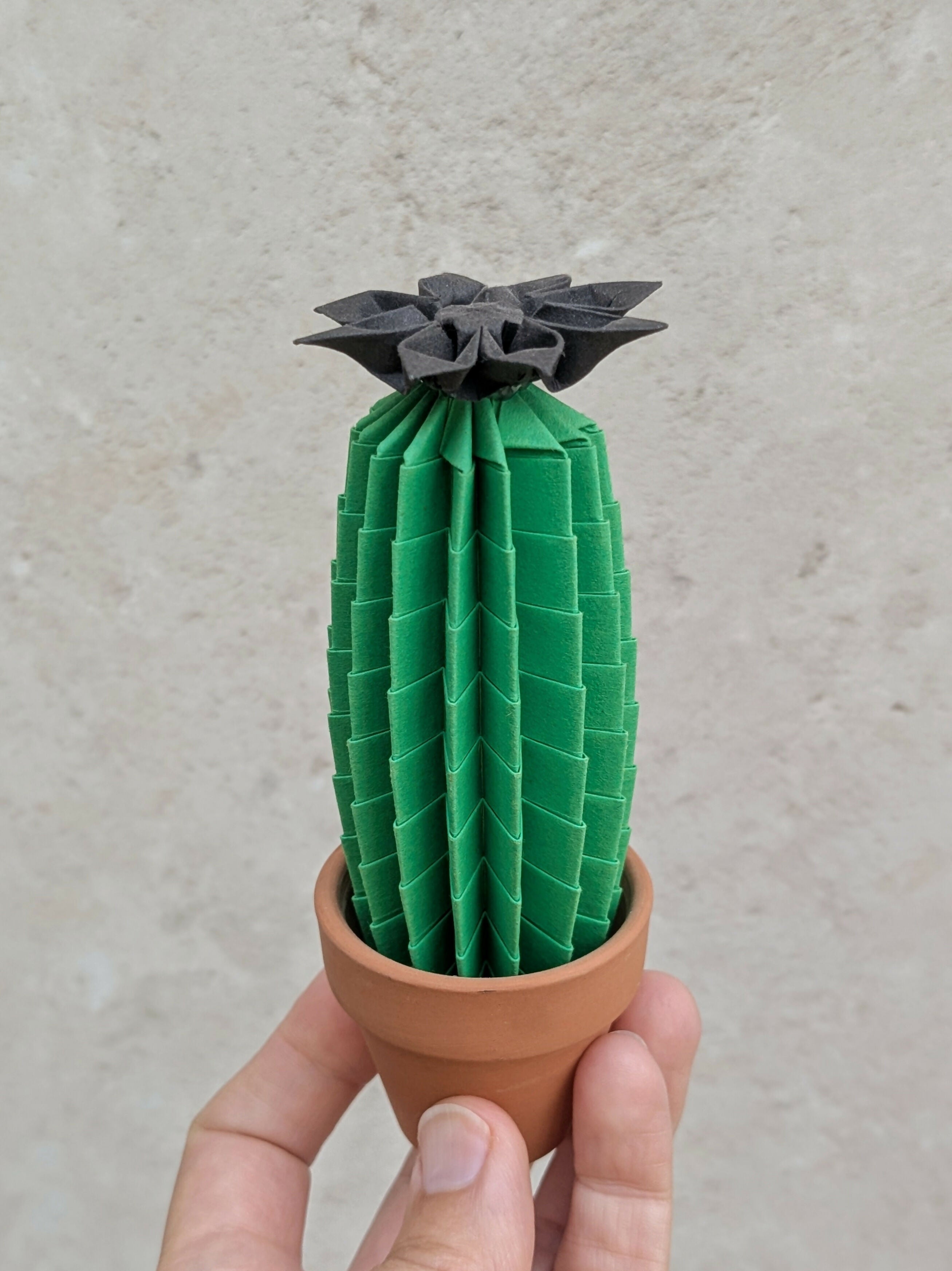 Origami Paper Cactus in Terracotta Pot