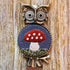 Silver Owl Hand Embroidered Mushroom Bookmark