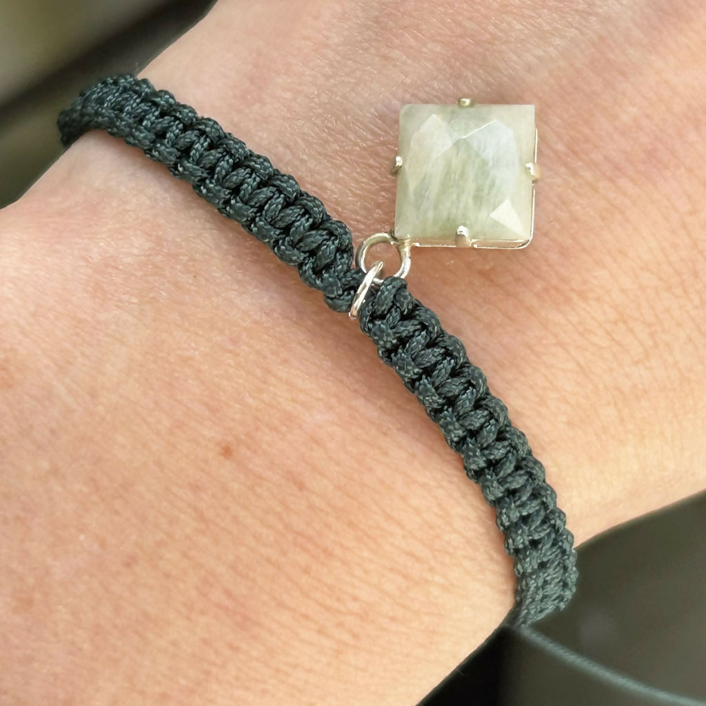 Handmade Adjustable Macrame Bracelet With Amazonite Charm