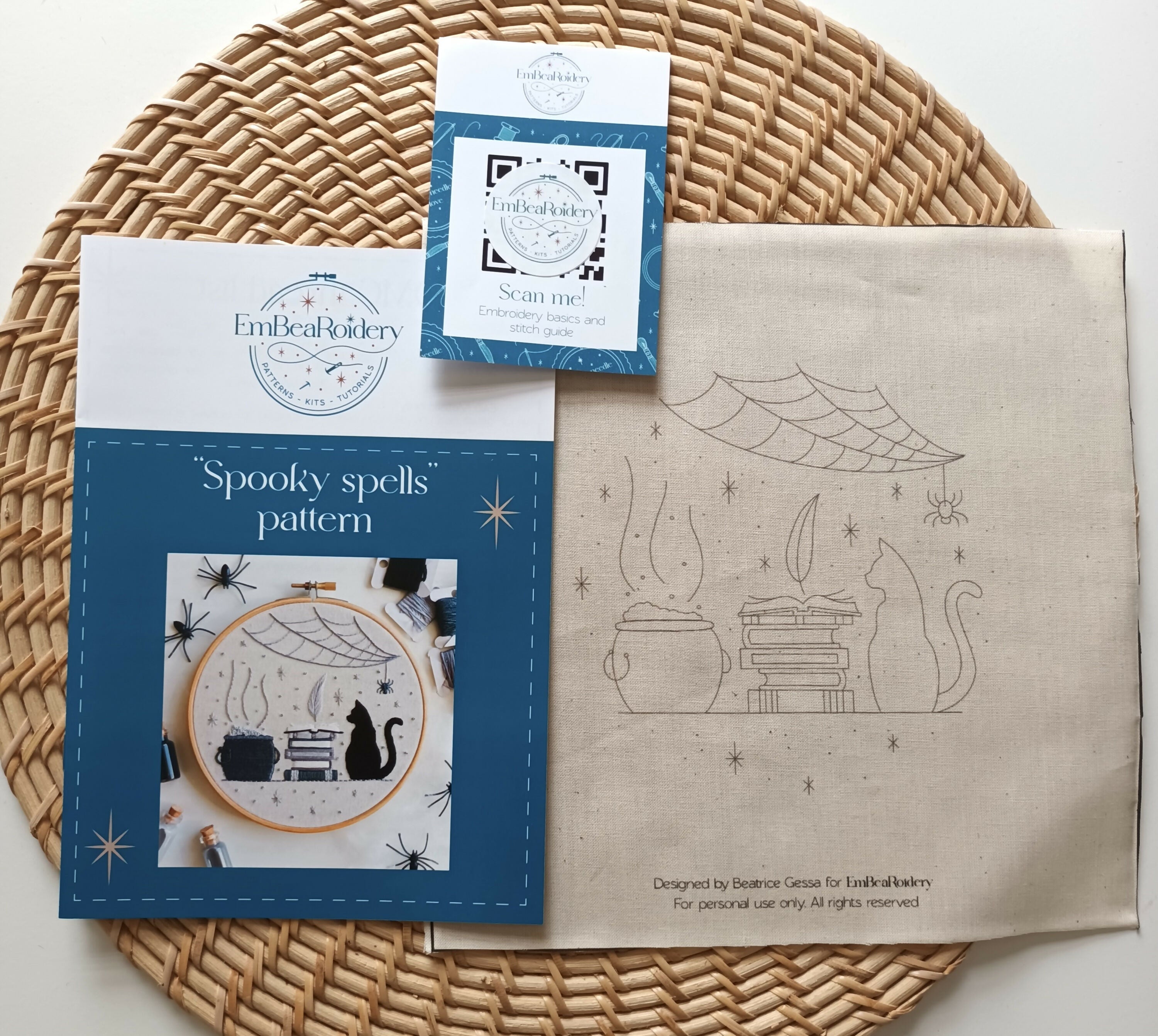 Preprinted embroidery pattern for beginners - Spooky spells
