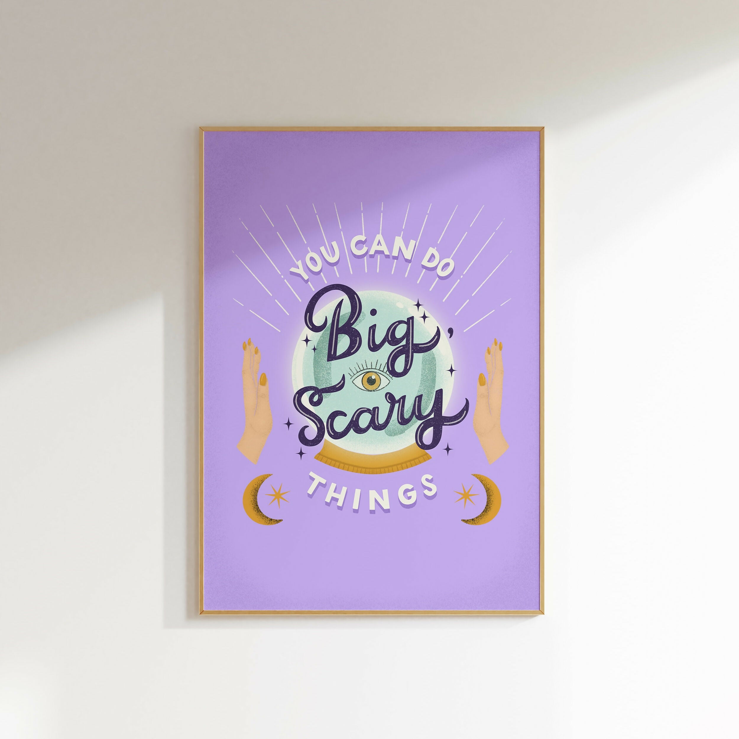 Crystal Ball Art Print: Positive Affirmation, Pink Wall Decor (A4)