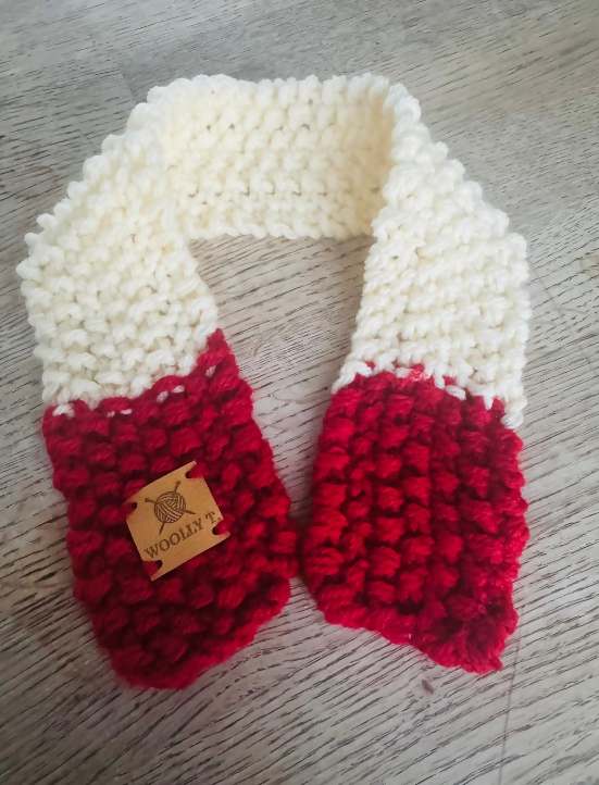 PET SCARF, STRIPY, 2-COLOUR COSY FOR CAT OR SMALL DOG