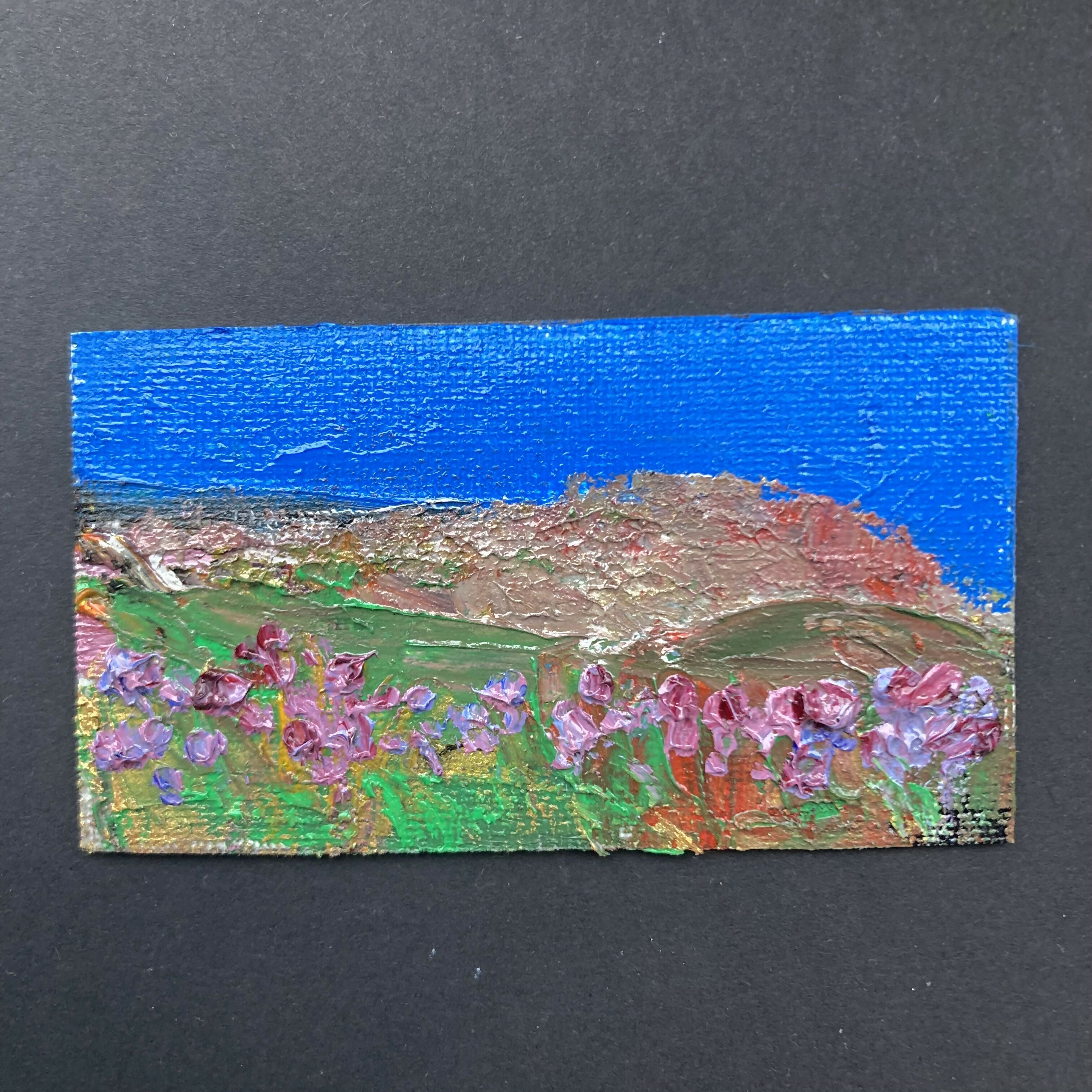 Yorkshire Dales Heather Mini Oil Painting Fridge Magnet