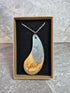 Unique Hand Crafted Tear Drop Shaped Blue, Gold Red and Green Pendant