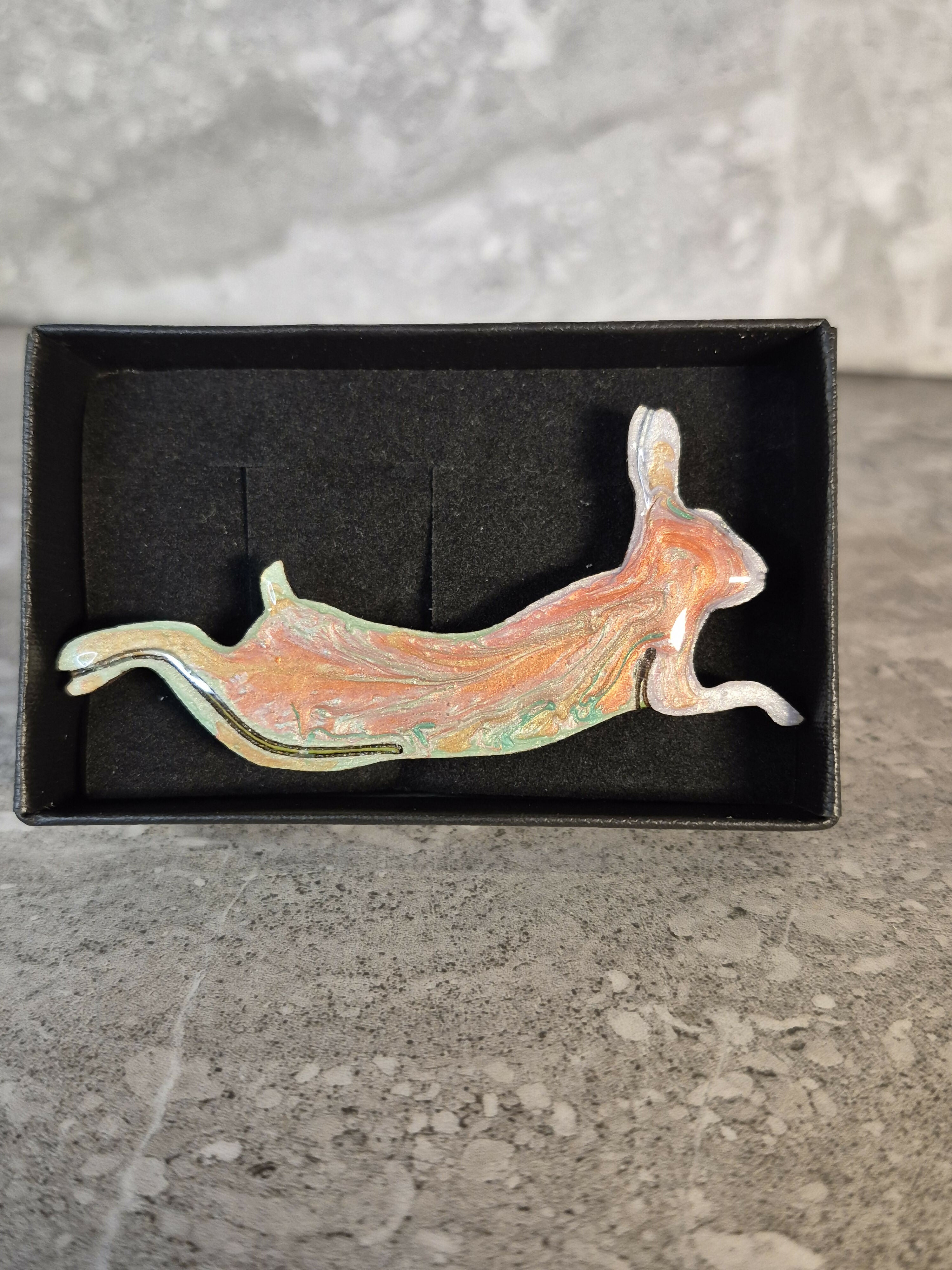 Unique Handcrafted Leaping Hare Pin