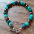 Gemstone Bracelet with Tibetan Silver Toggle Catch, Chrysocolla, Turquoise and Copper Hematite.