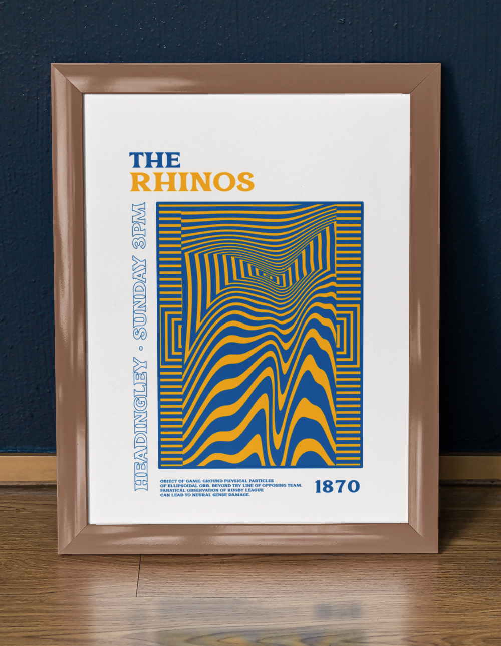 Leeds Rhinos Art Print PSYCHEDELIC Design in White