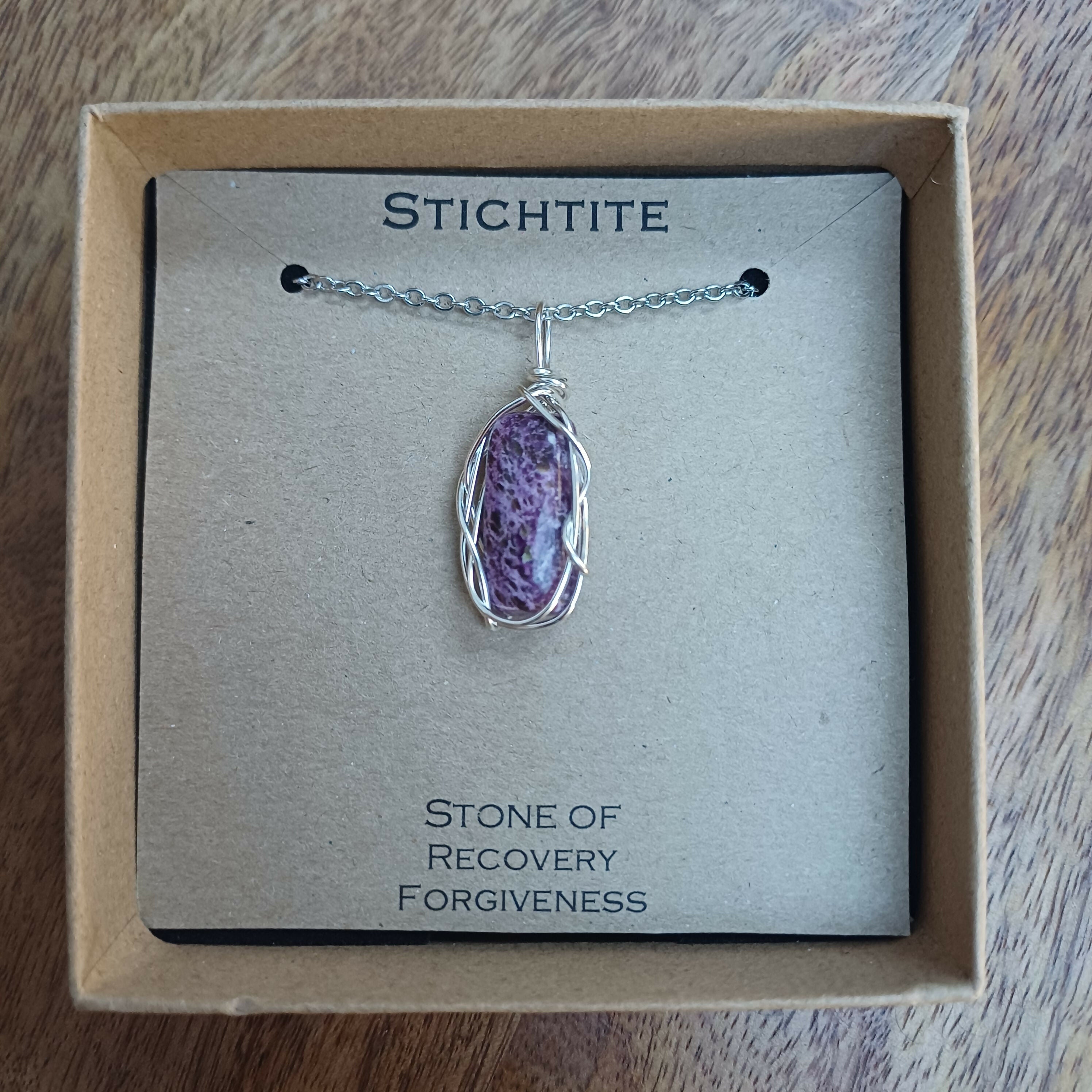 Stichtite Wire Wrapped Pendant