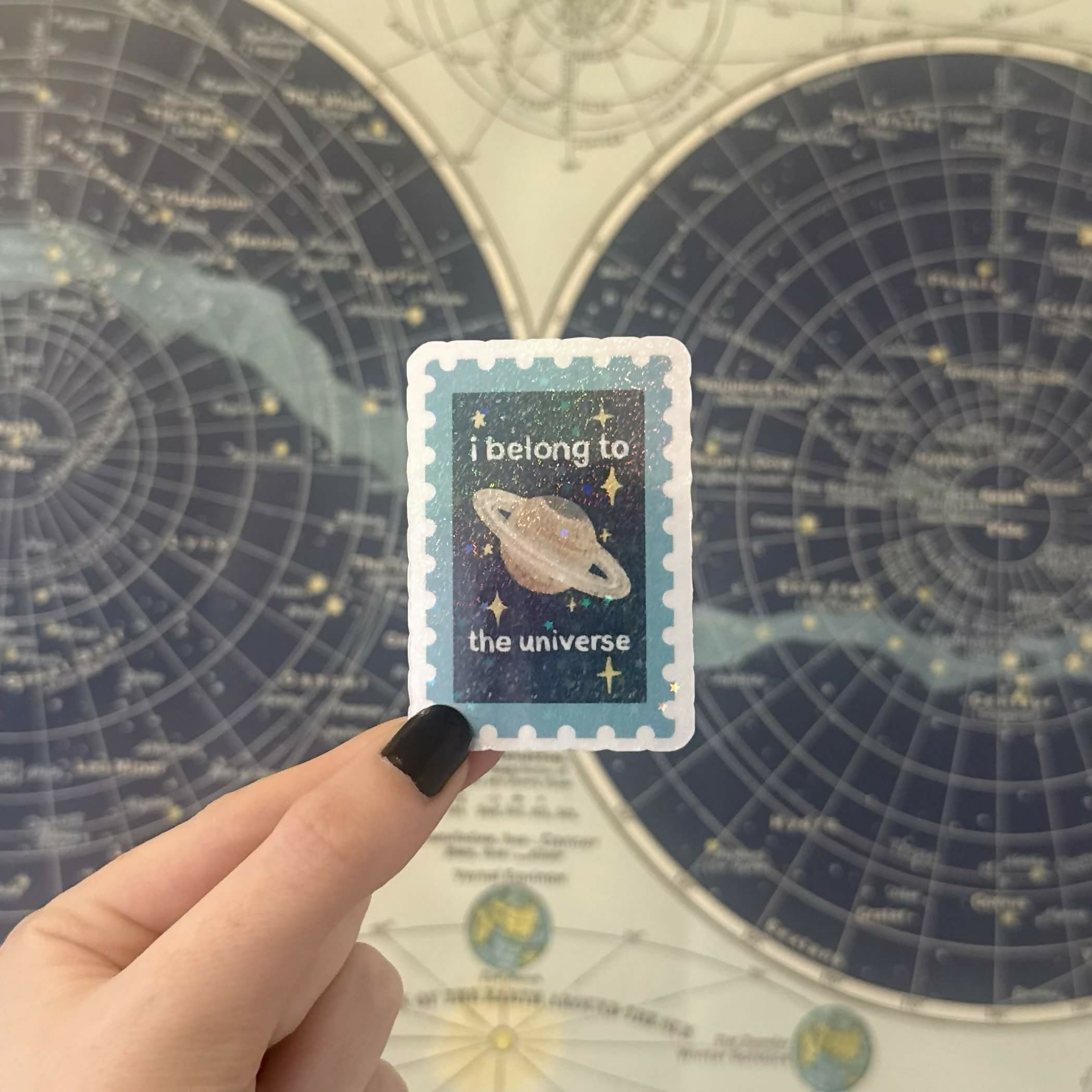 I Belong to the Universe Saturn Space Holographic Vinyl Sticker