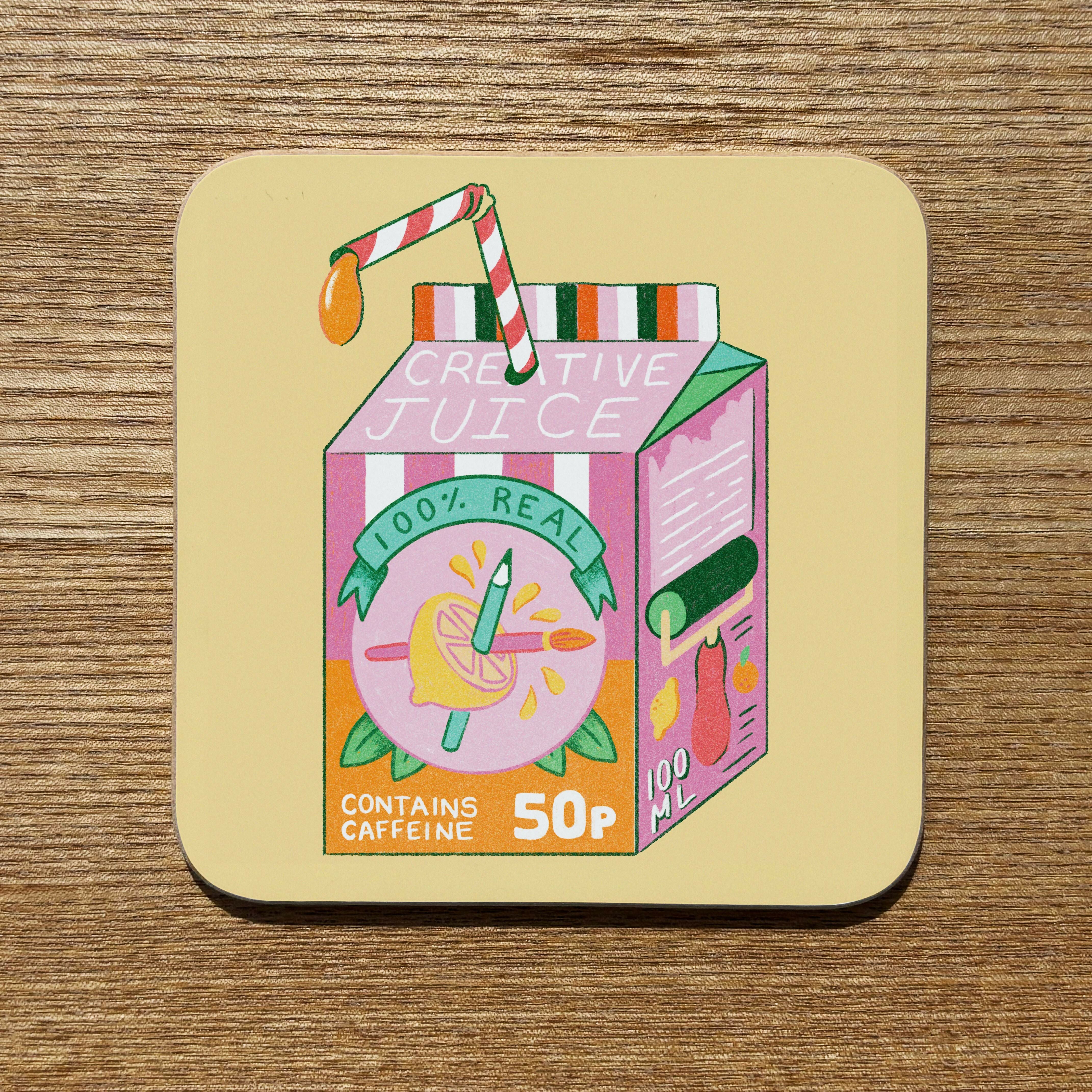 Creative Juice Coaster - Colourful Coaster for Artists -Juicebox Print with Citrus Print