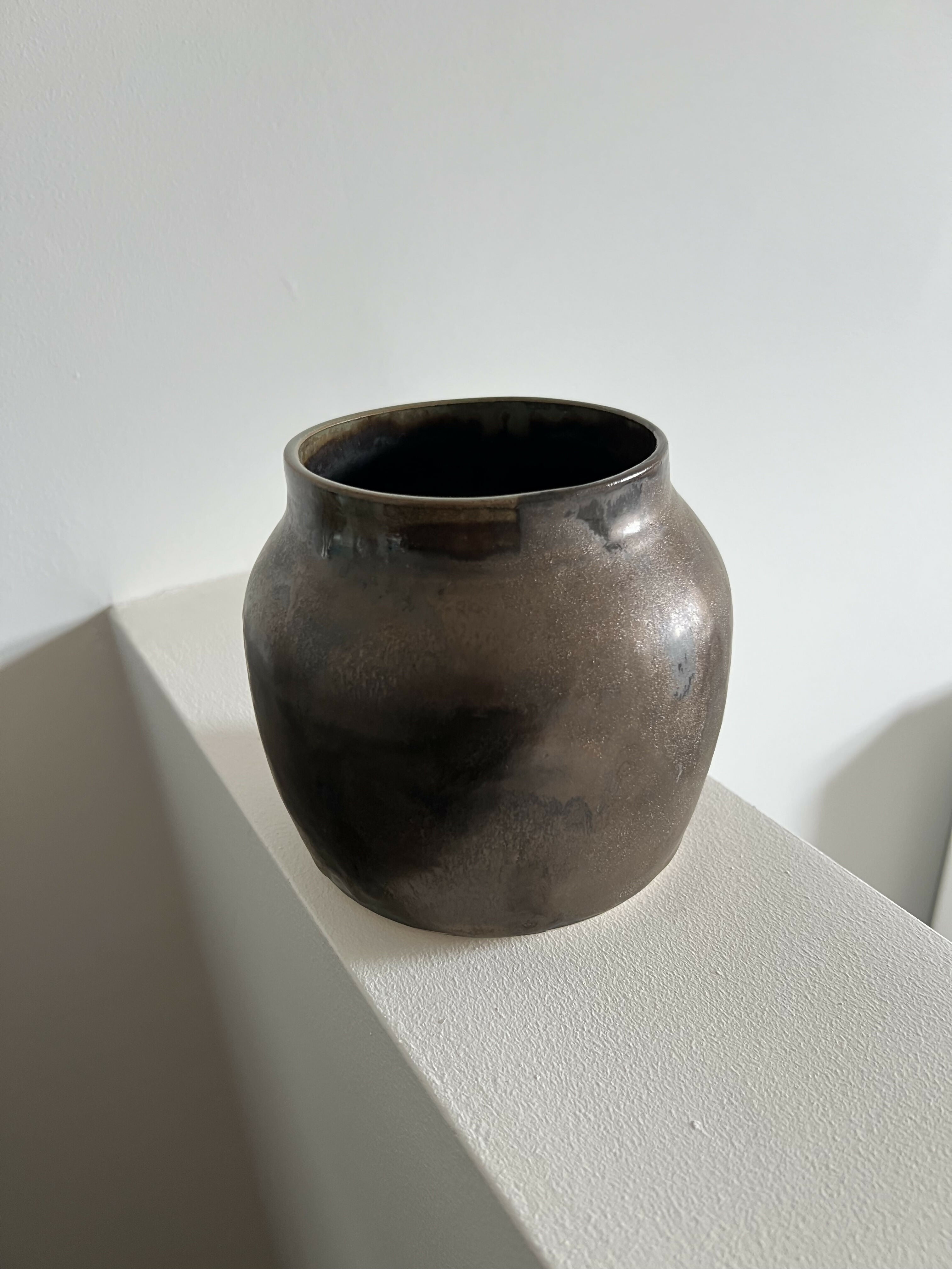 ANTIQUE BRASS CERAMIC VESSEL