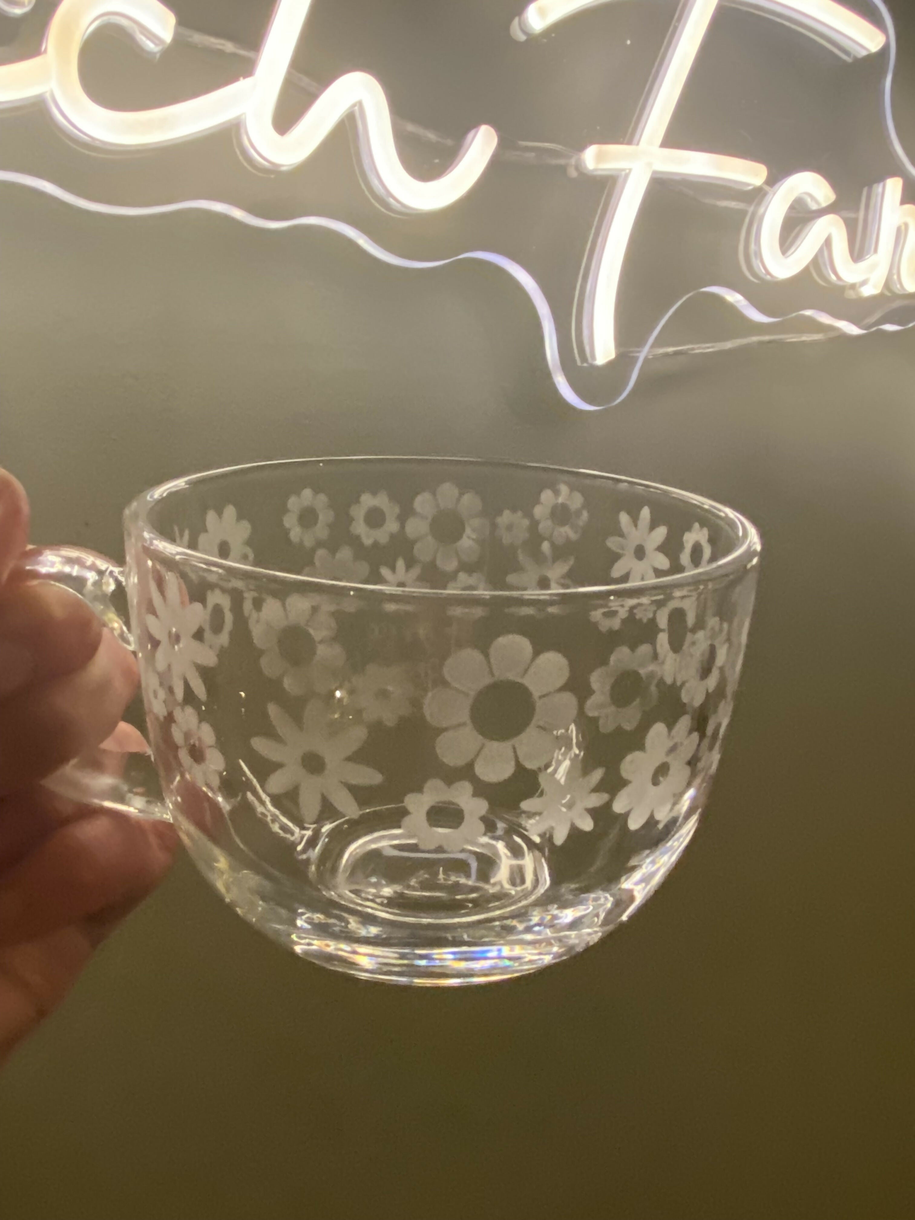 Etched Glass Cappuccino Mug