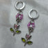 Pink Tulip Chainmail Earrings