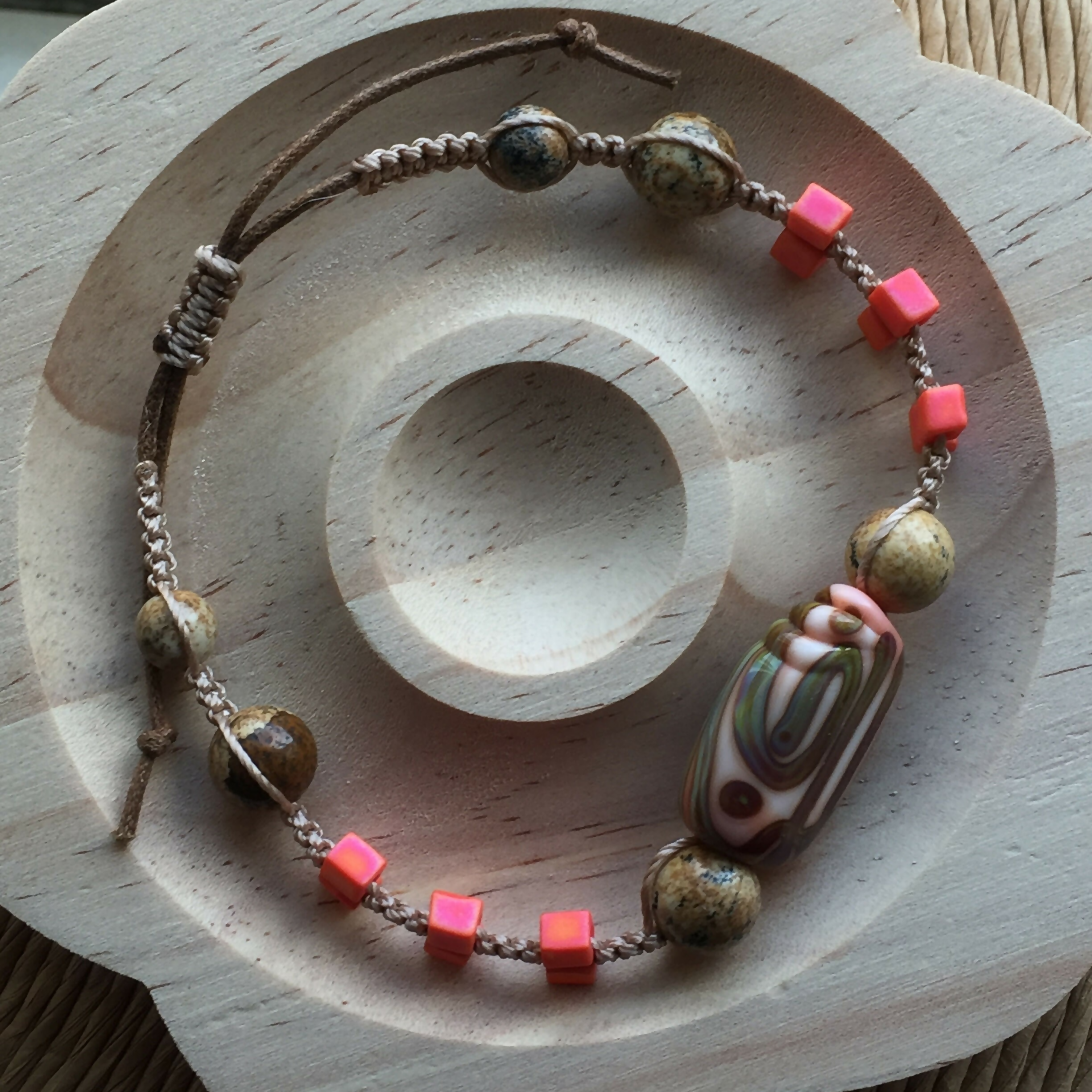 LKR195 Lampwork Macrame Bracelet