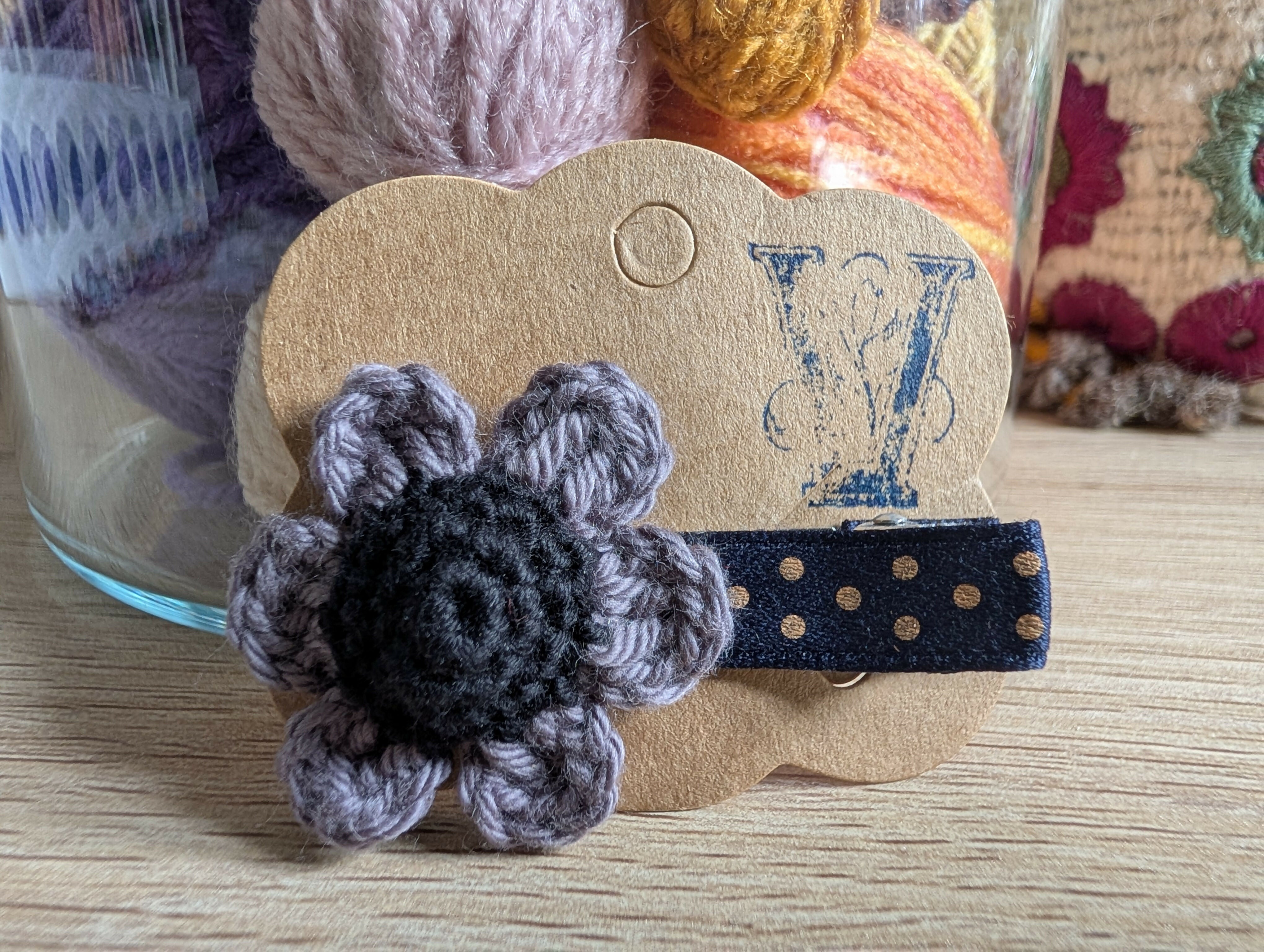 Hair Accessory - grey purple flower hair clip