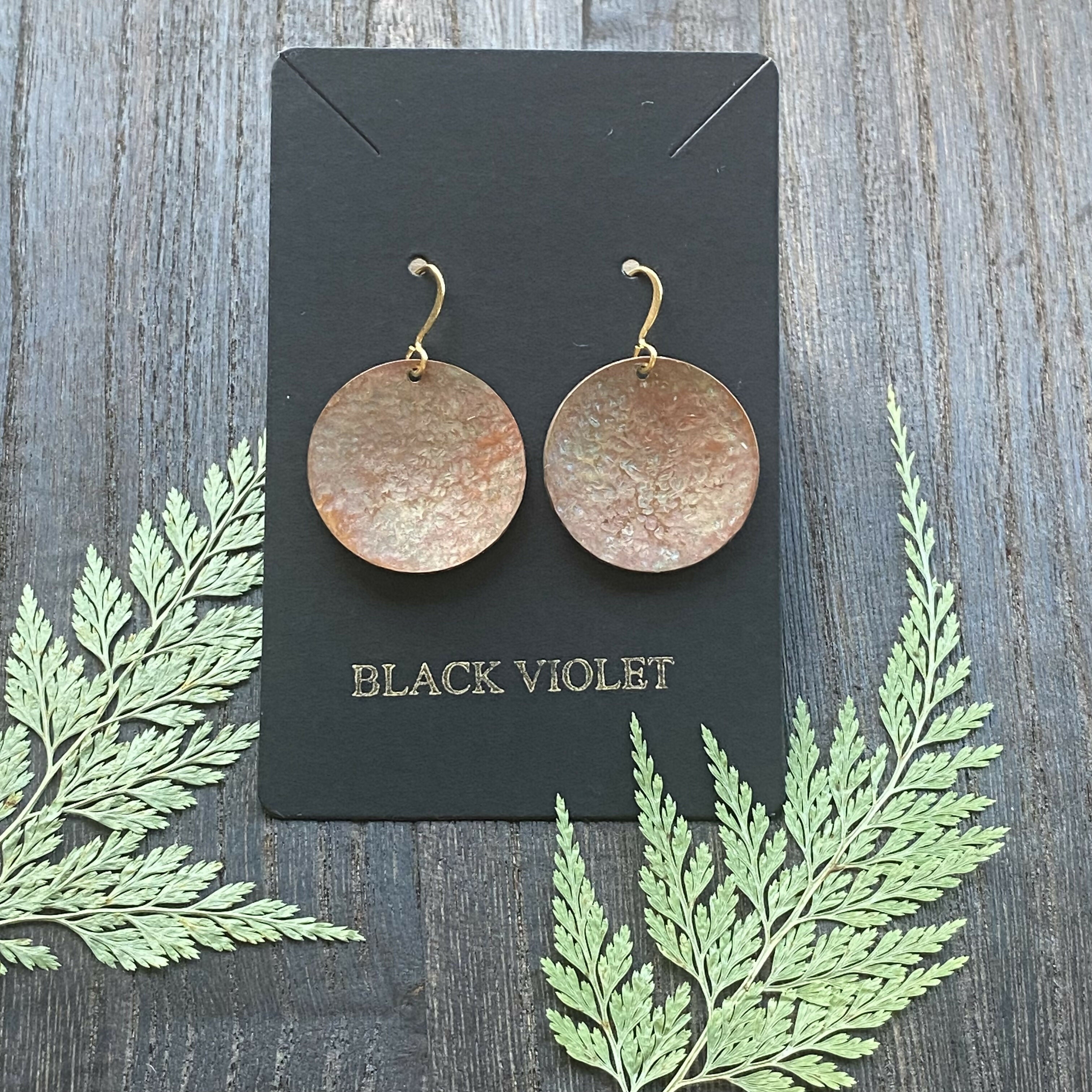 HAMMERED COPPER MOON EARRINGS