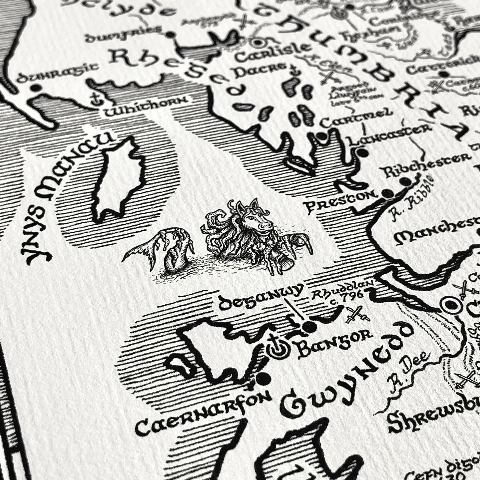 Anglo Saxon Britain Map Hand Drawn Fine Art Print