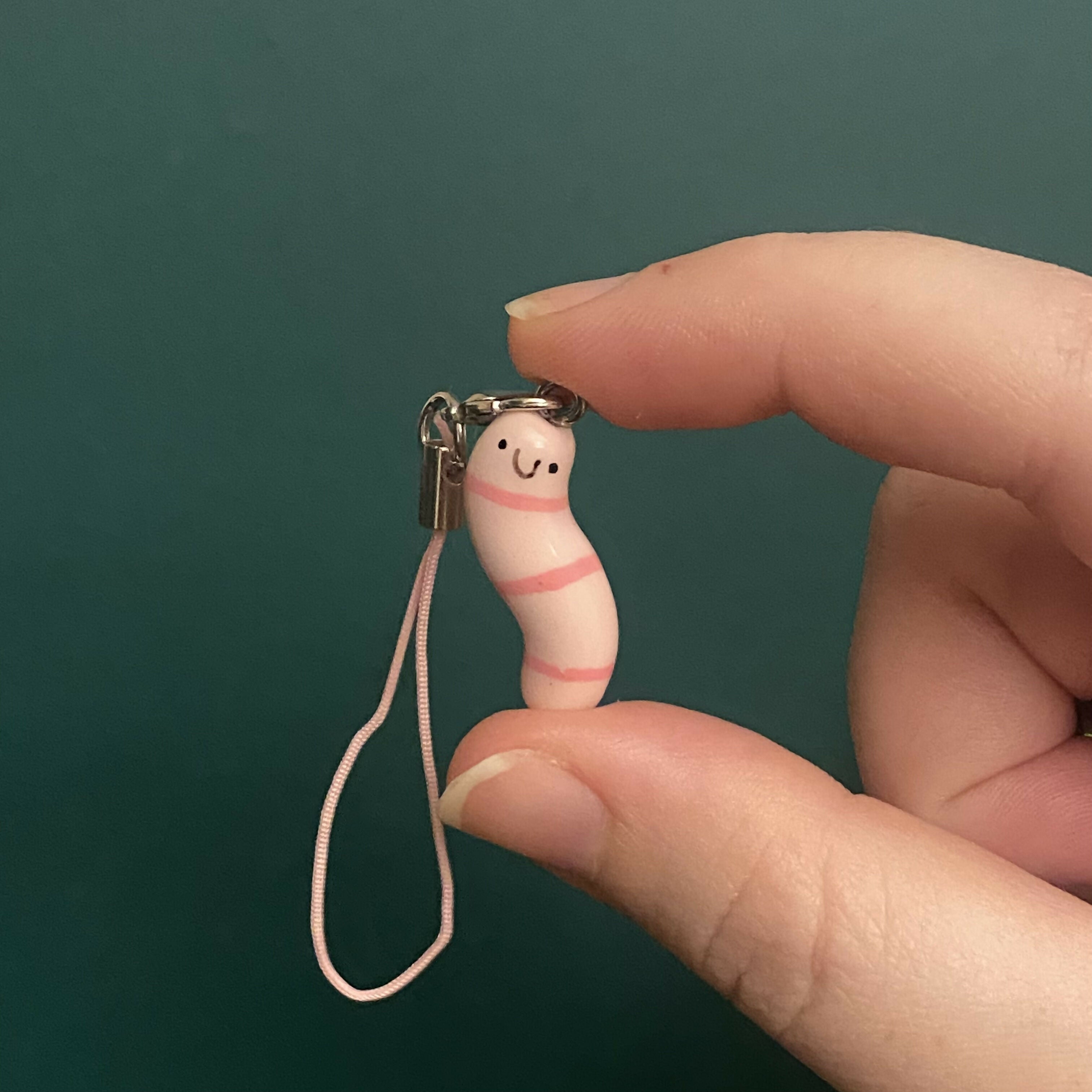 Handmade Polymer Clay Phone Charm Worm