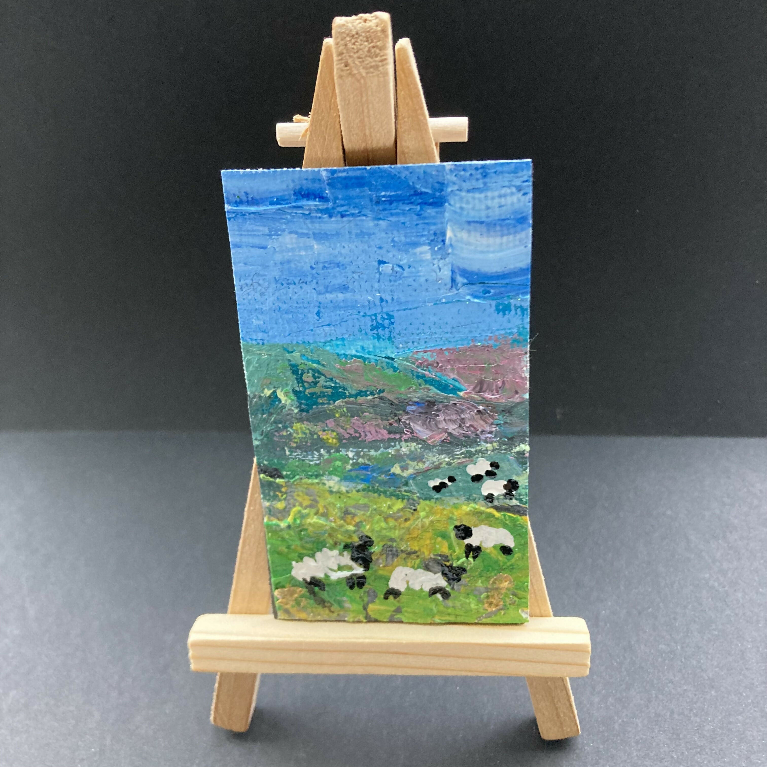 6 Sheep Oil Painting Mini Canvas Fridge Magnet