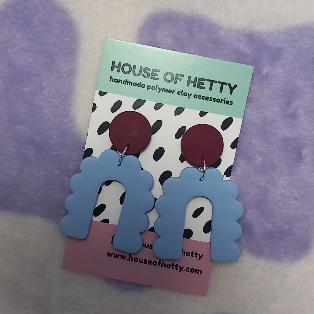 Bubble Arch Polymer Clay Block Colour Earrings