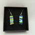 Green and Blue Rippled Dichroic Earrings