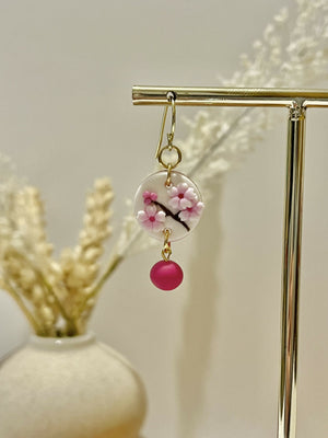 Cherry Blossom No. 1 - Handmade Polymer Clay Earrings