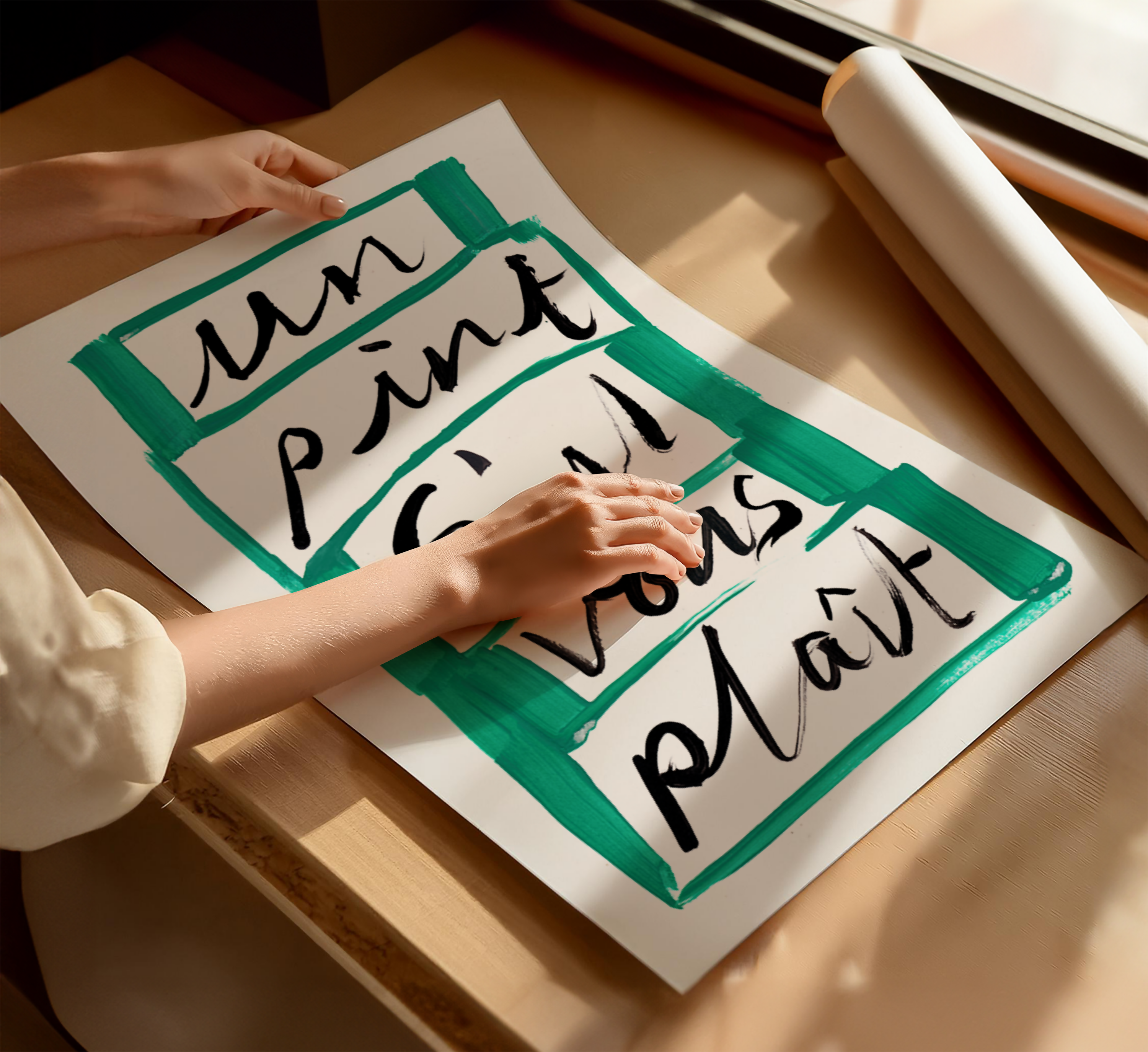 'Un Pint S'il Vous Plait' Hand Painted Art Print