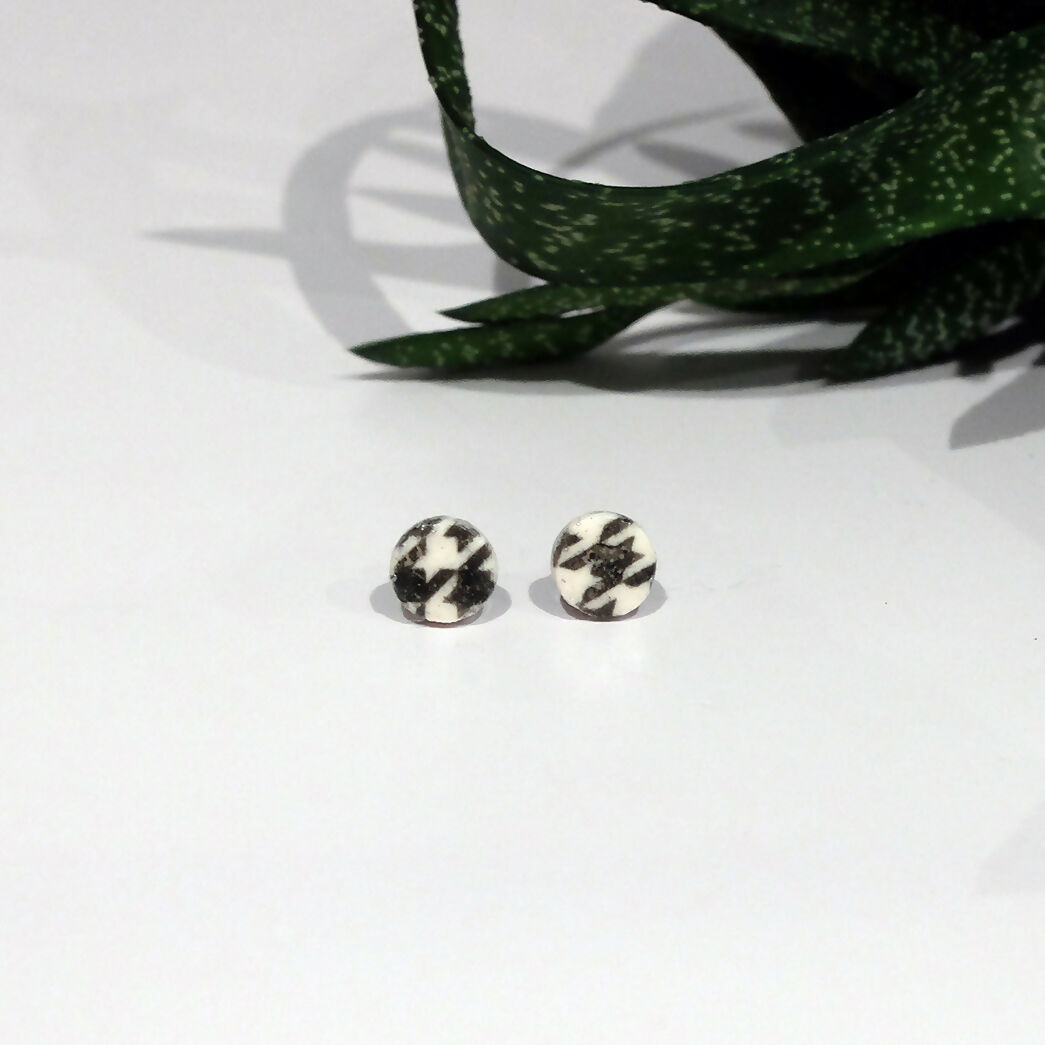 Houndstooth Stud Earrings - Handmade Polymer Clay - Polly Plant