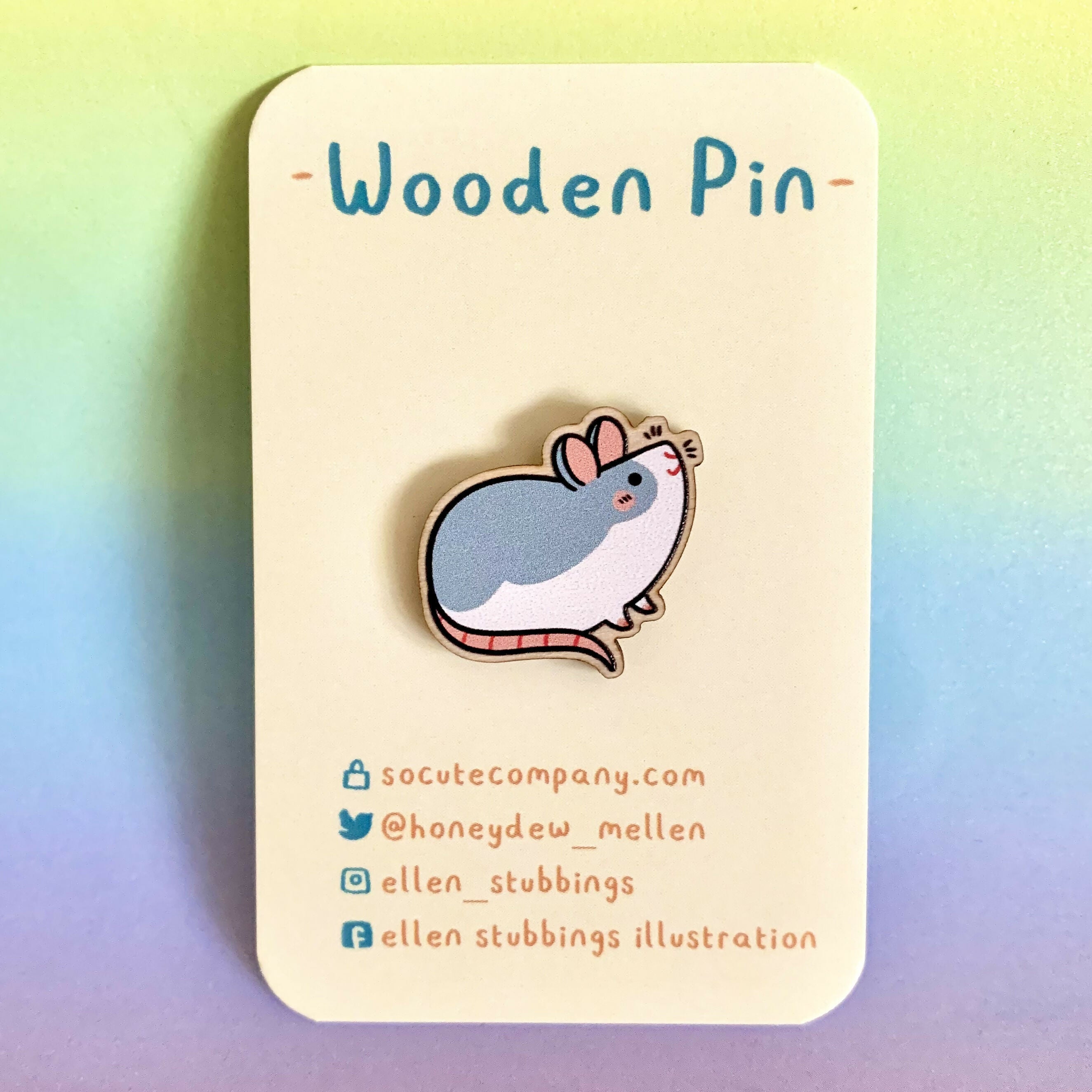 Wooden Rat Pin