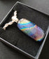Fused Dichroic Glass Rectangular Pendant With a 925 Silver Chain Necklace (Rainbow Orange)
