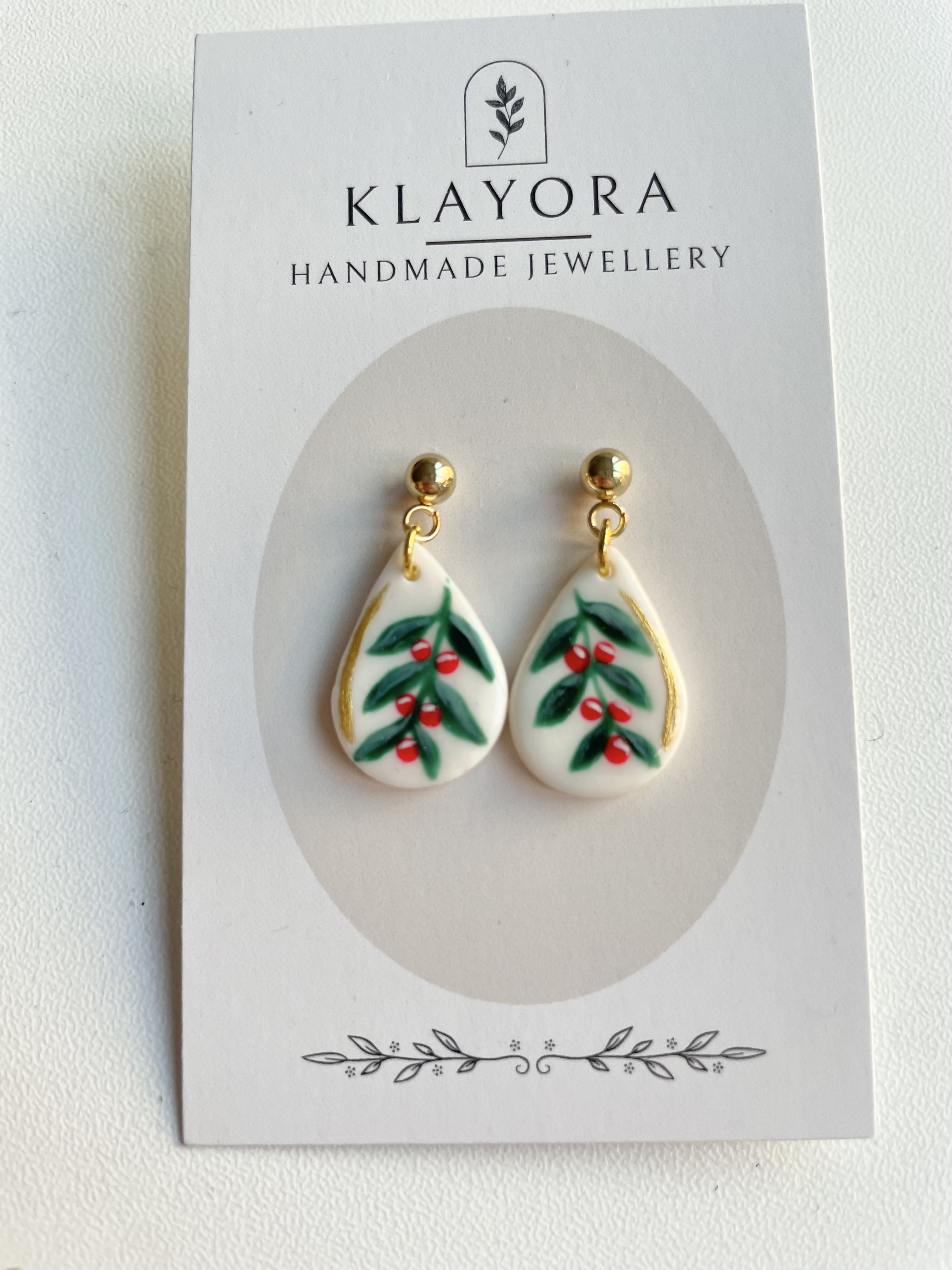 Christmas Polymer Clay Earrings With Gold Plated Fastenings